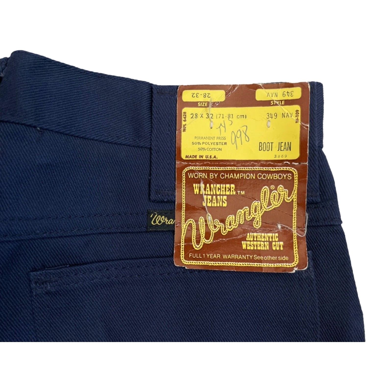 Wrangler VINTAGE Wrangler Jeans Bootcut 28x32 Navy Deadstock NWT USA 80s Mens Jeans Size US 28 / EU 44 - 4 Thumbnail