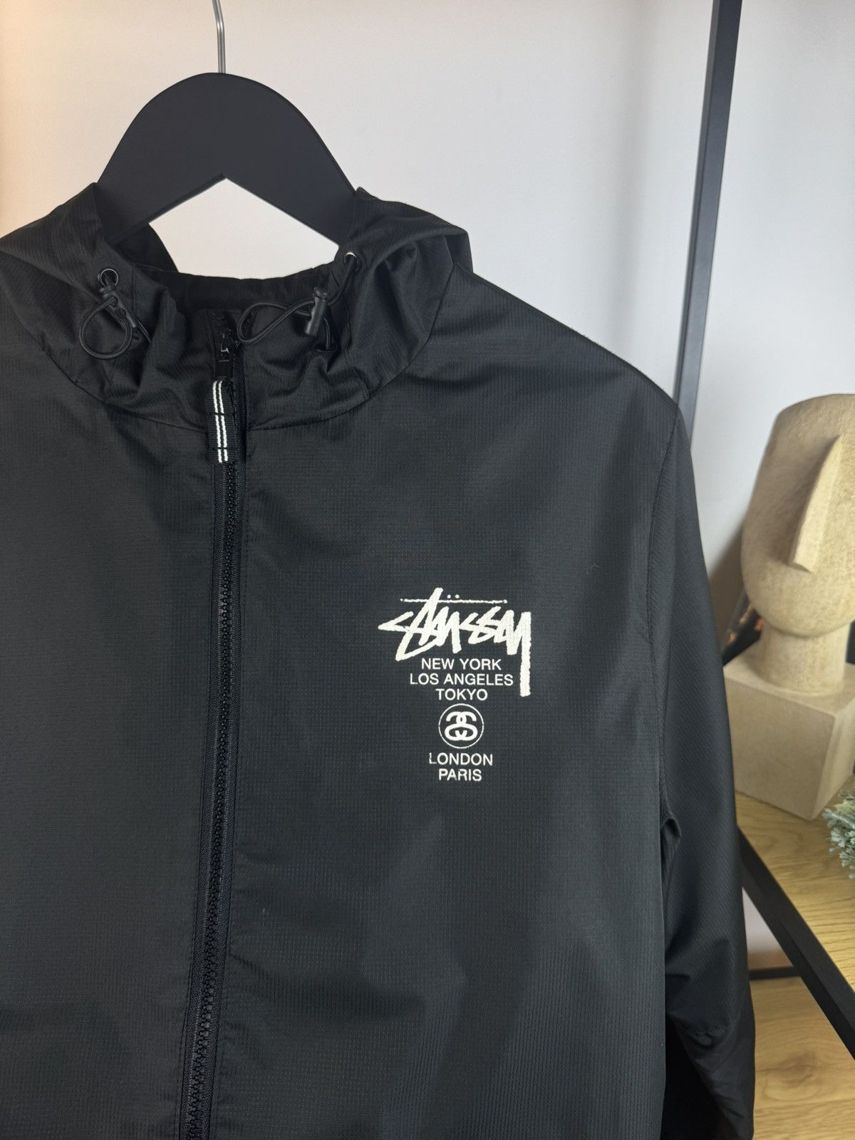 Stussy × Vintage Windbreaker Stussy Black Small Logo Men's M Cities Jacket Size US M / EU 48-50 / 2 - 2 Thumbnail