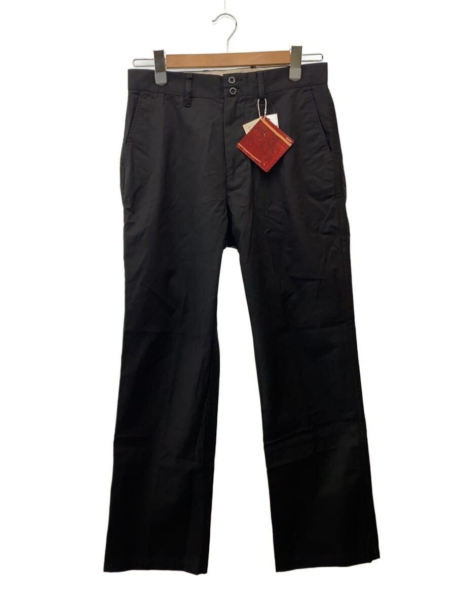 Black Cotton Straight Pants Solid Color