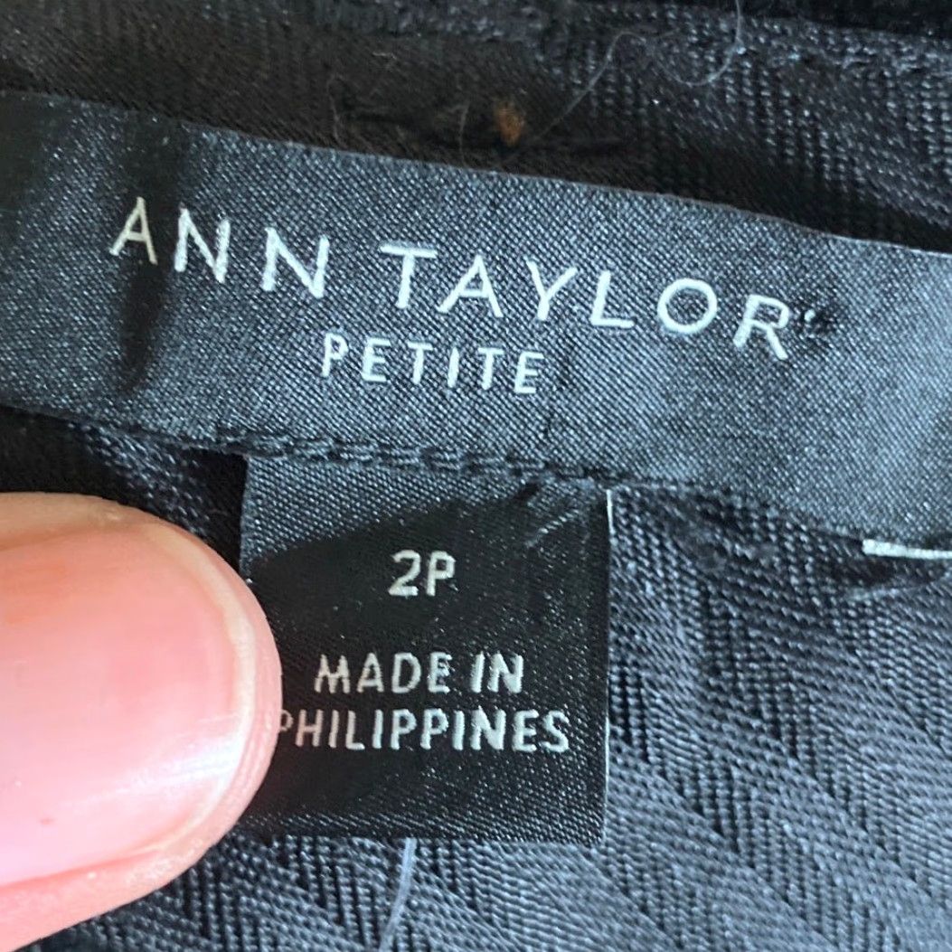 Ann Taylor VINTAGE Ann Taylor Women Pants Black Velvet Petite Mid Rise Slim Ankle Stretch 2P Size 30" / US 8 / IT 44 - 5 Thumbnail