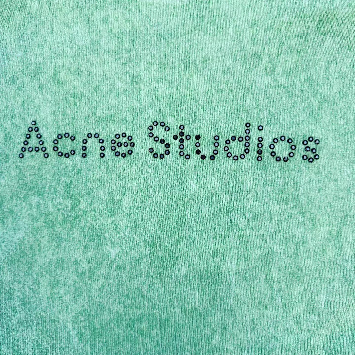 Acne Studios Acne Studios 25 Crystal Logo Distressed Green Short Sleeve Size US M / EU 48-50 / 2 - 4 Thumbnail