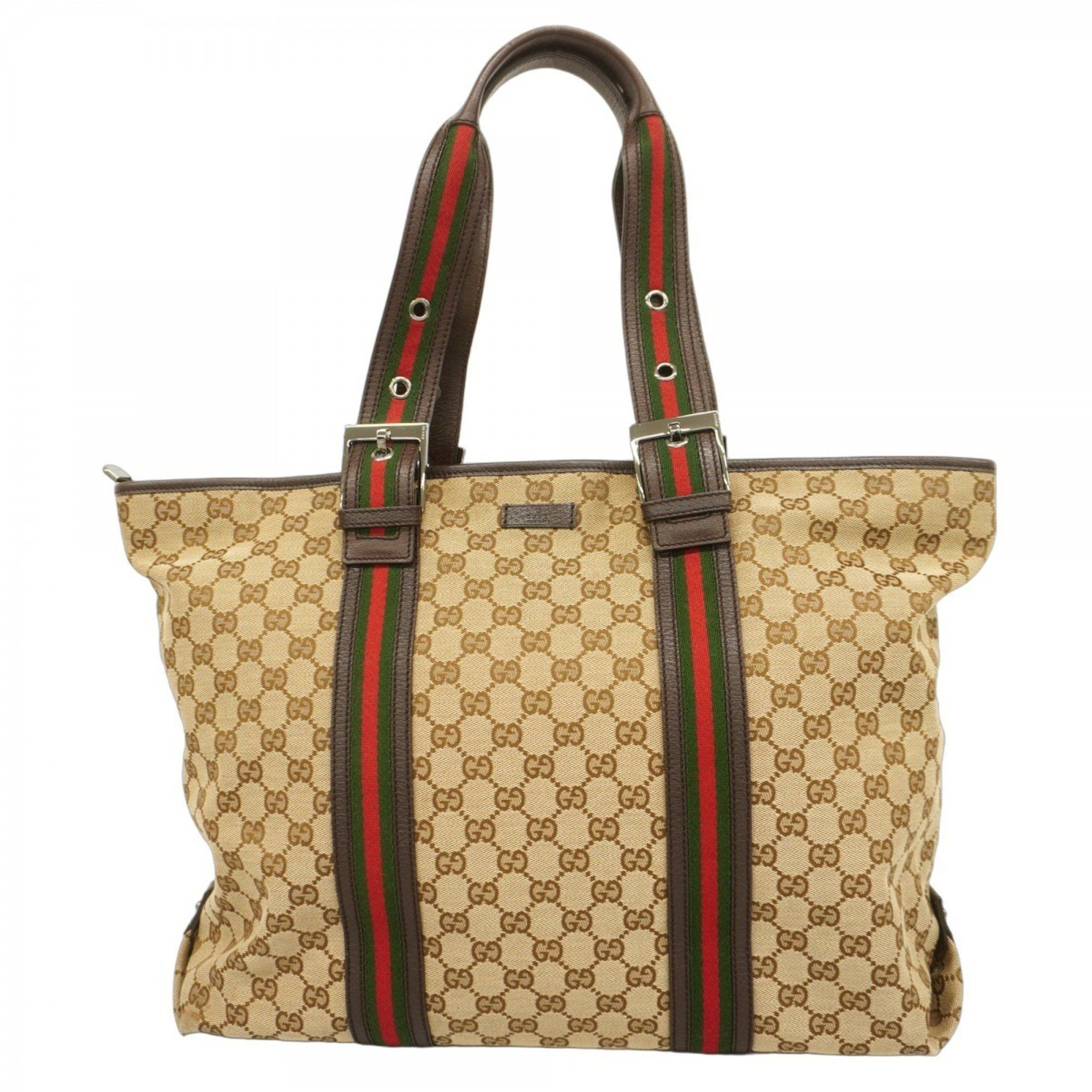 Gucci Tote Bag GG Canvas 132898 Brown Women's