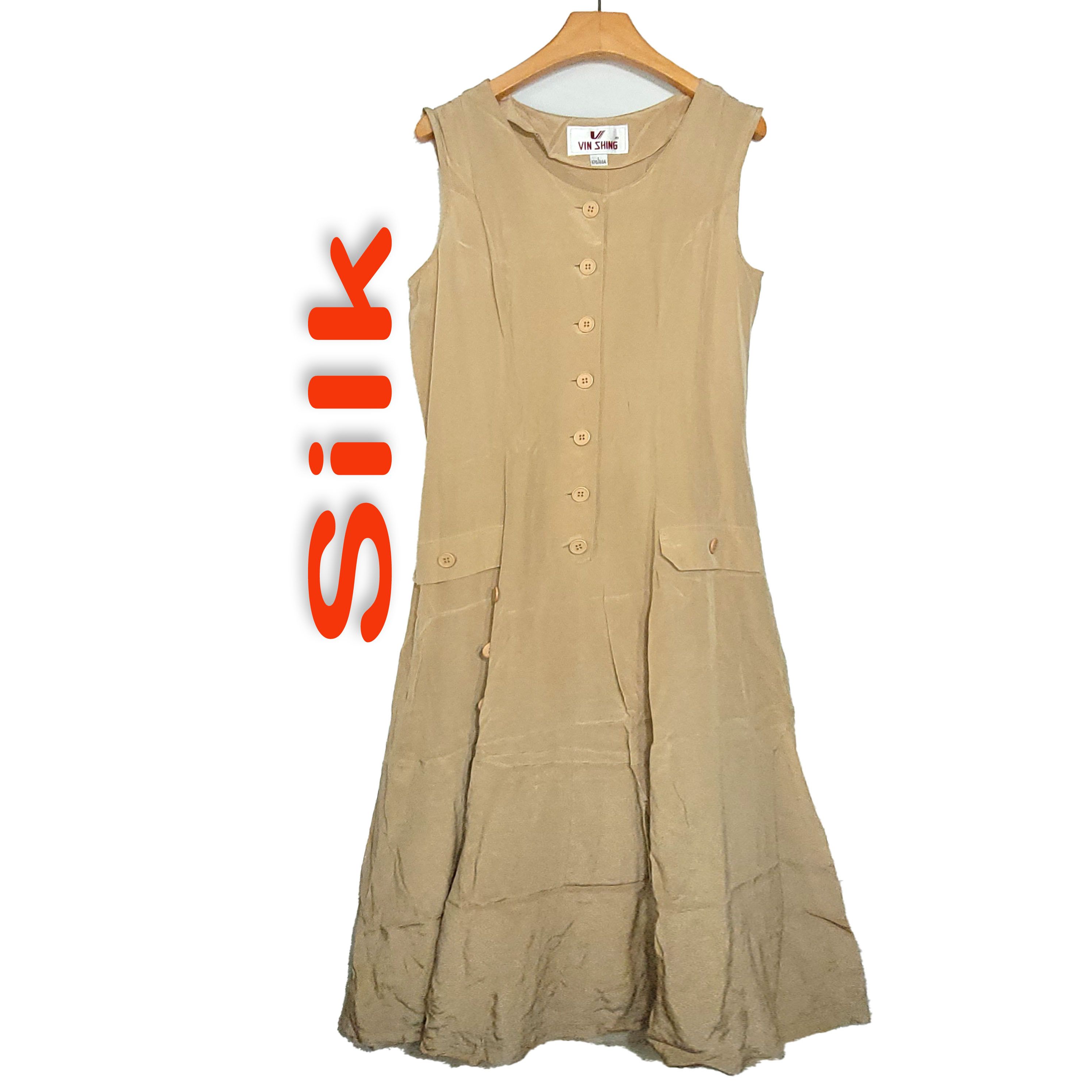 Other Women's 100% Silk Long Maxi Button-Front Shirt Dress SDM007 Size L / US 10 / IT 46 - 1 Thumbnail