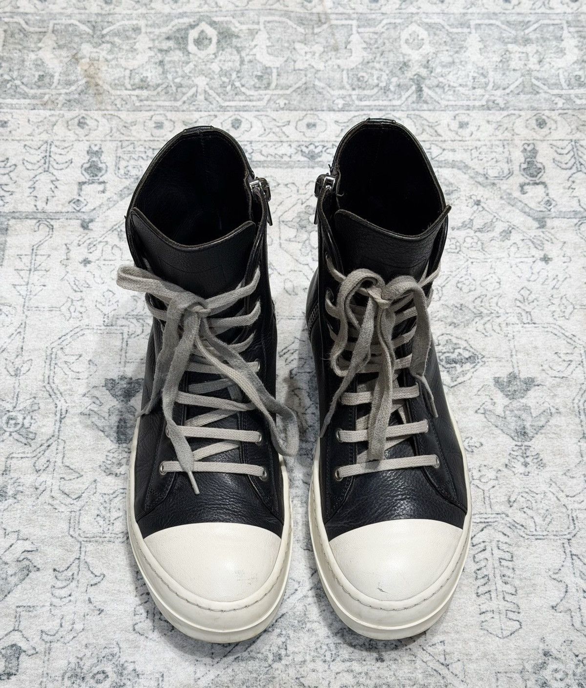 Rick Owens Rick Owens mainline high-top grained leather sneakers Size US 8 / EU 41 - 1 Thumbnail