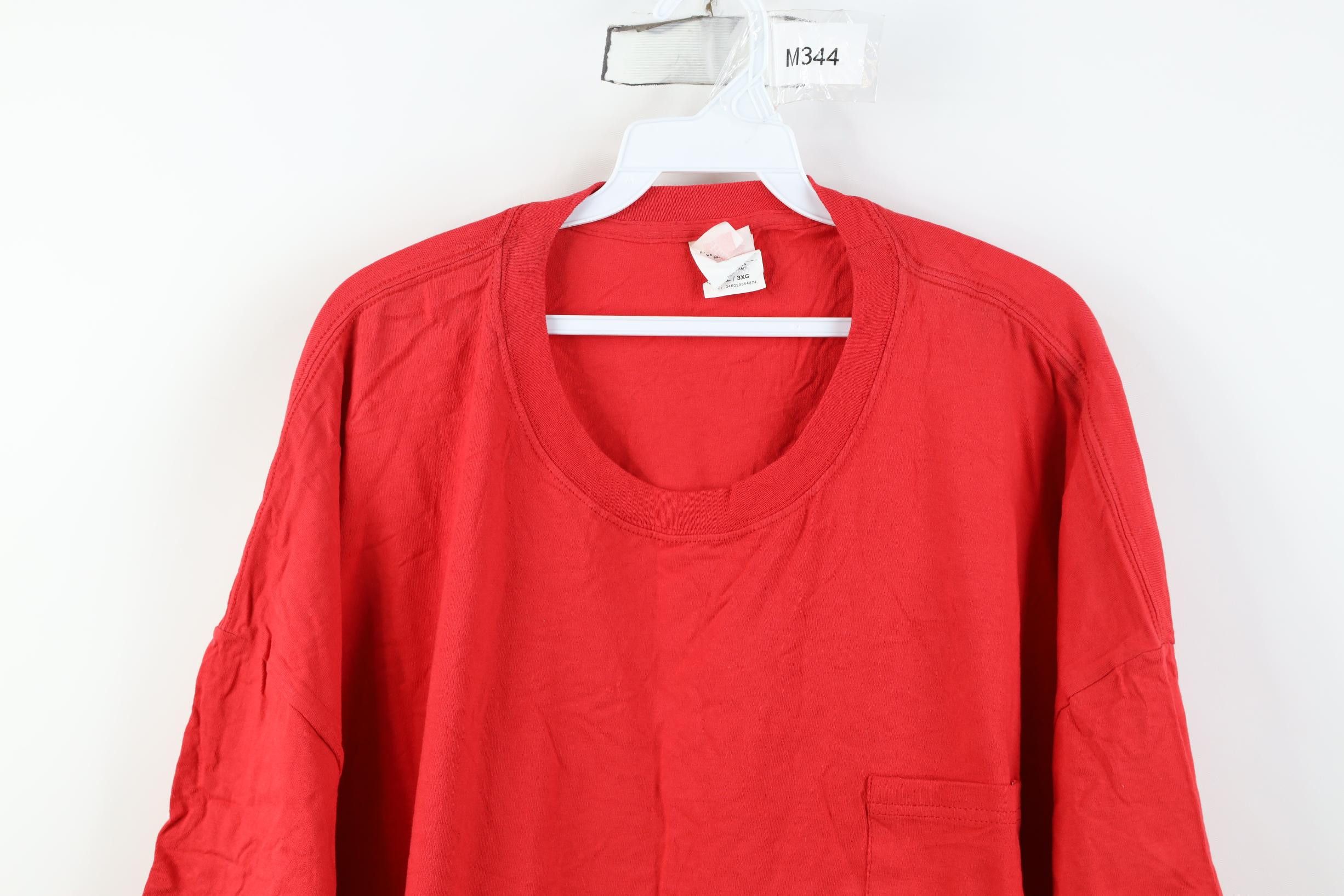 Hanes Deadstock Vintage 90s Y2K Hanes Cotton Pocket T-Shirt Red Size US XXL / EU 58 / 5 - 2 Thumbnail