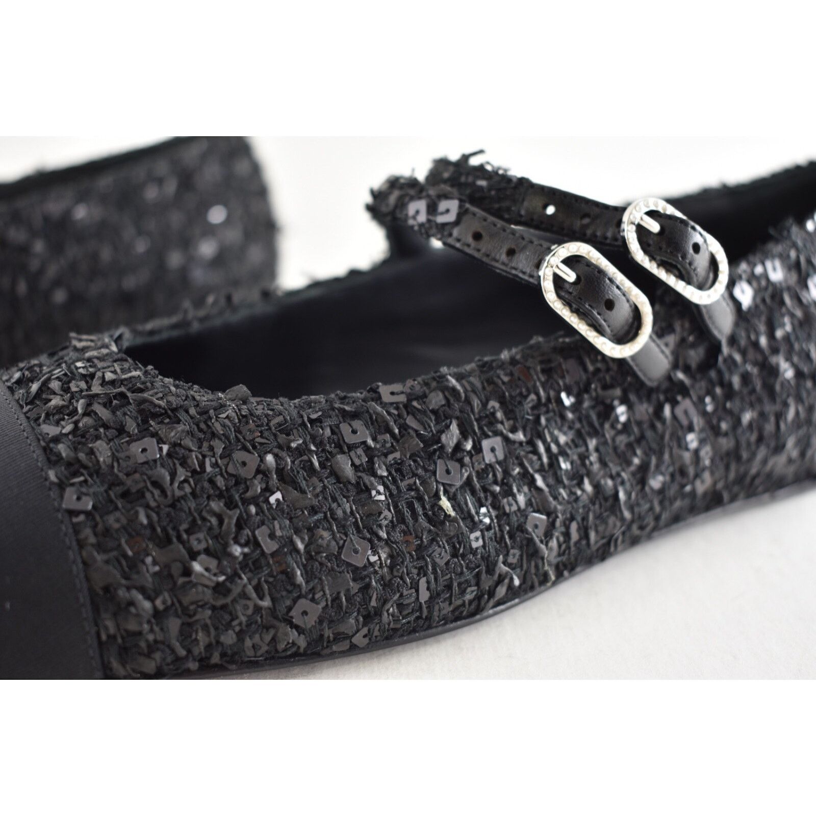 Chanel Chanel 24S Black Glittered Tweed Pearl Mary Jane Ballerina Size US 6 / IT 36 - 13 Thumbnail