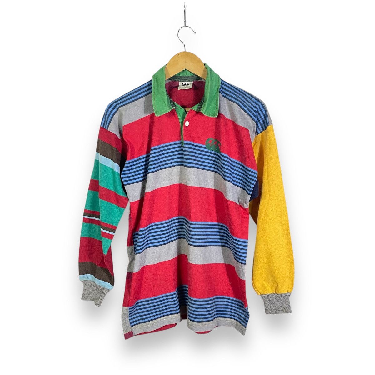 CCC Ugly Multi Color Stripes Big Logo Rugby Wear Polo