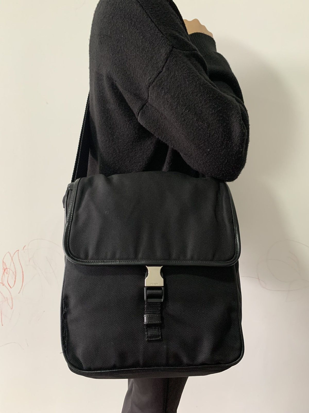 Prada Black Medium Crossbody Sling Messenger Bag, Men's