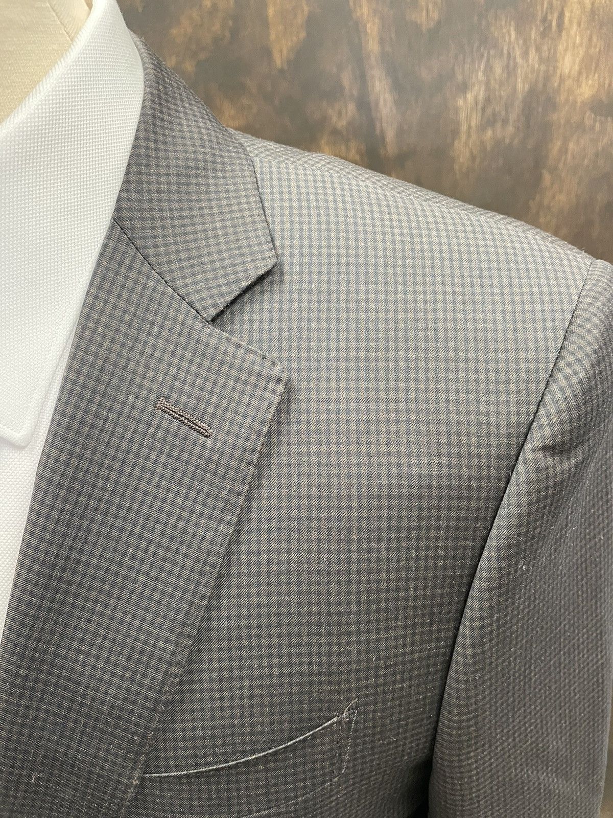Canali Mini Check Wool Suit Size 40L - 3 Thumbnail