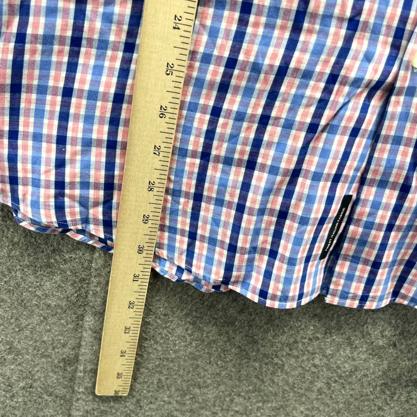 Hugo Boss HUGO BOSS Shirt Mens 17.5/44 Blue Pink Button Down Gingham Slim Fit Preppy Plaid Check" Size US XXL / EU 58 / 5 - 7 Thumbnail
