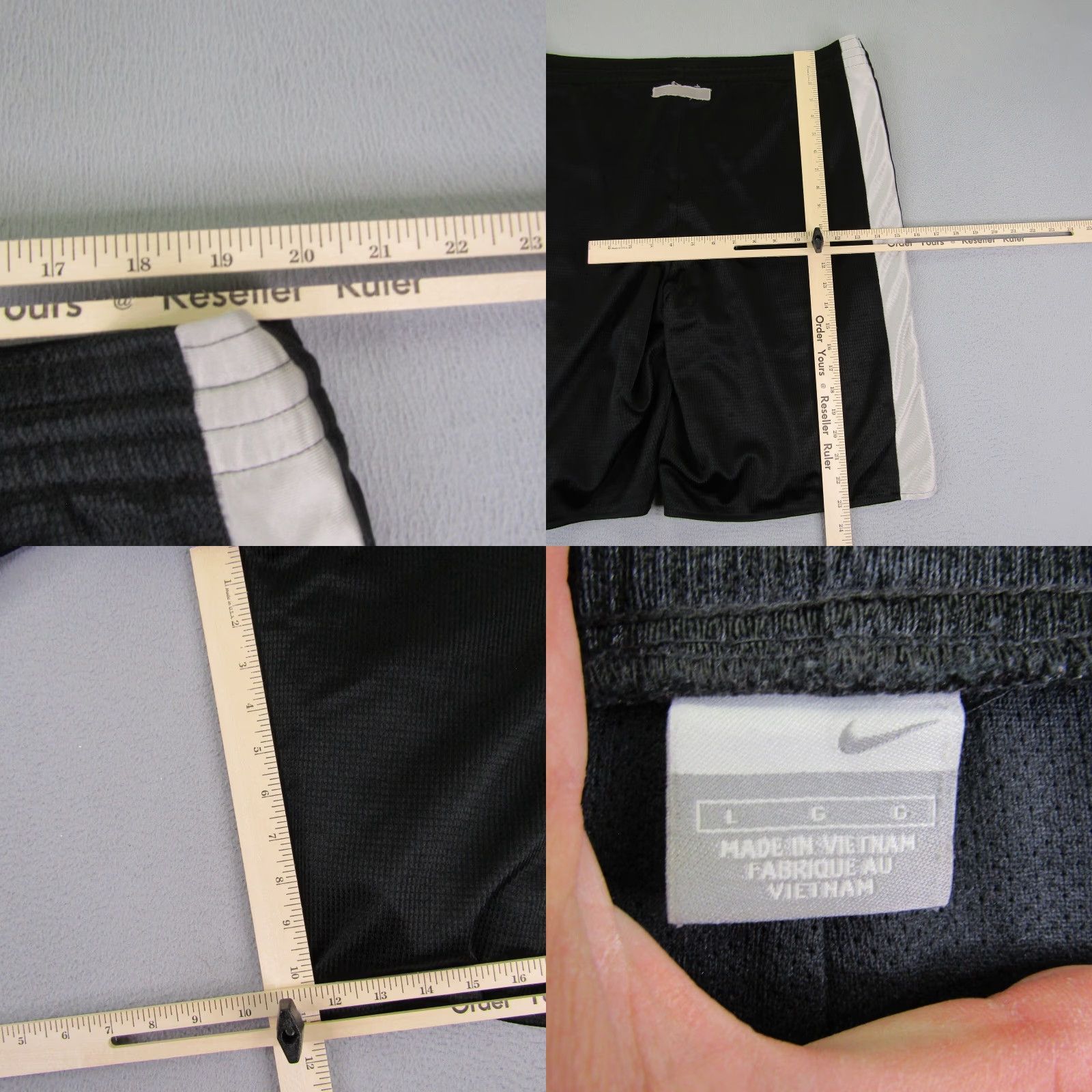 Nike Nike Shorts Mens Large Black Silver Shiny Swoosh Athletic Workout Gym Training Shirt? Size US 39 - 8 Thumbnail