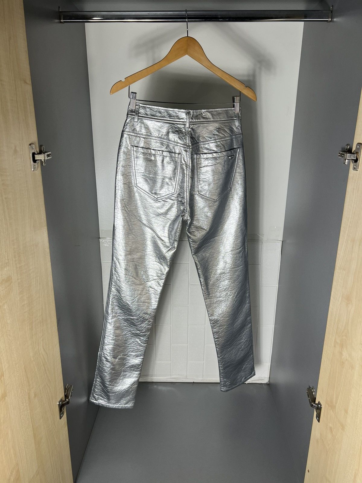 Diesel Black Gold VERY RARE DIESEL P-ARCY SILVER METAL DESIGNER PANTS LUXURY Size 27" / US 4 / IT 40 - 21 Thumbnail