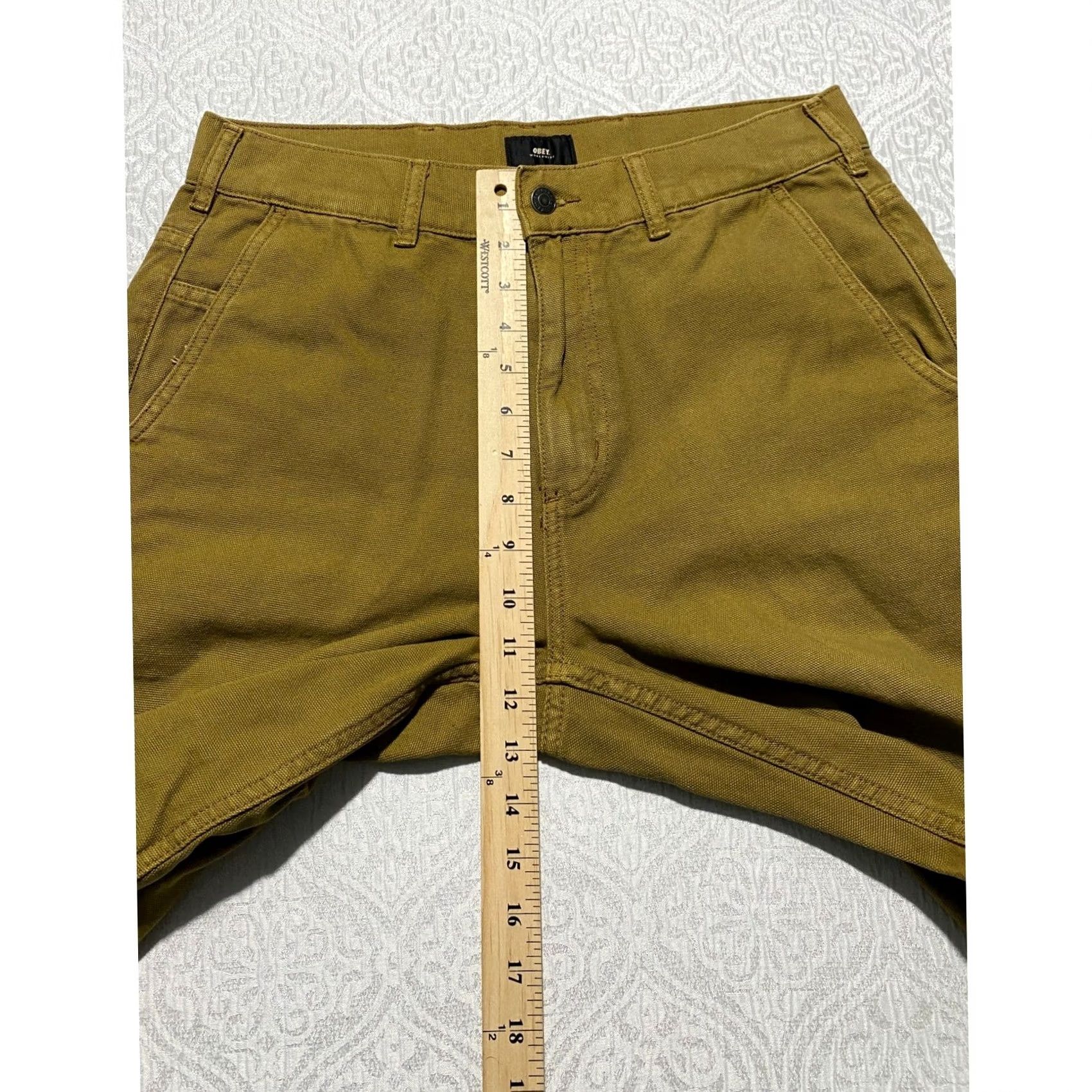 Obey Obey Carpenter Pants Mustard Yellow 30 Regular Canvas 5-Pocket Workwear Relaxed Straight Mens Size US 30 / EU 46 - 4 Thumbnail
