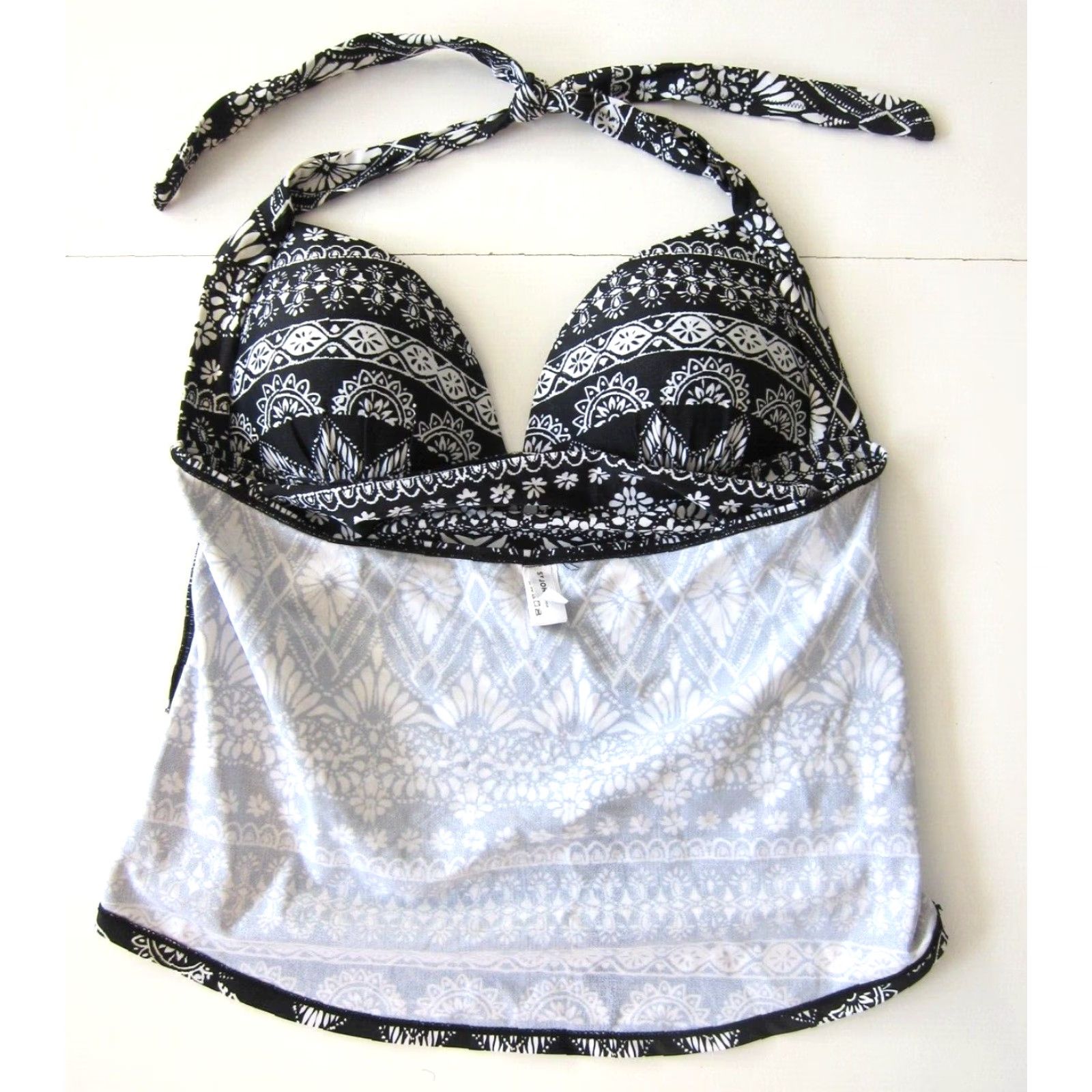 Swims St Johns Bay Black White Floral Paisley Halter Swim Tankini Top 14 Womens Swimsuit Size XL / US 12-14 / IT 48-50 - 7 Thumbnail