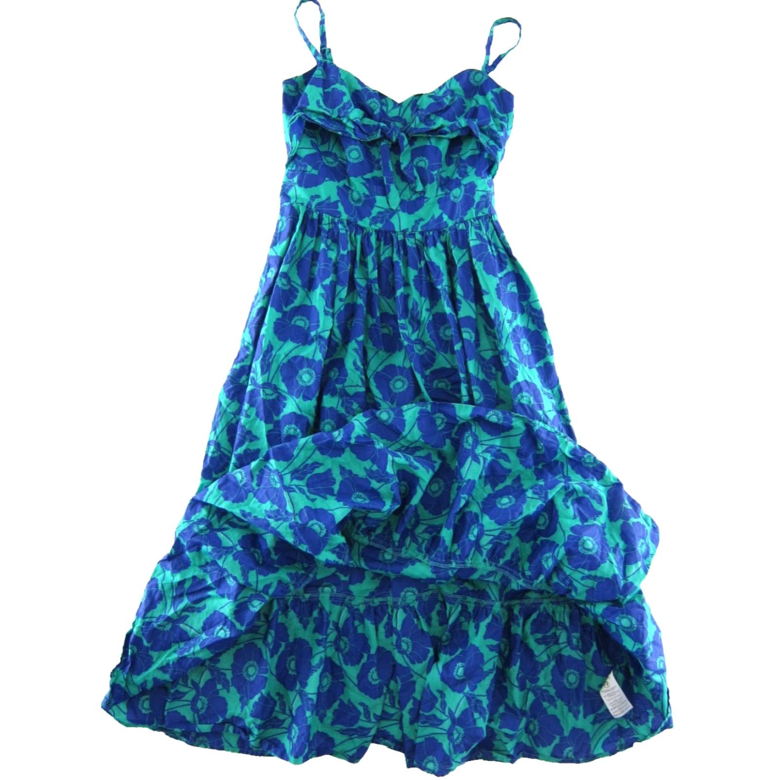 Boden Boden 100% Cotton Blue Green Floral Pocket Summer Midi Tank Sun Dress Women 2R Size XS / US 0-2 / IT 36-38 - 5 Thumbnail