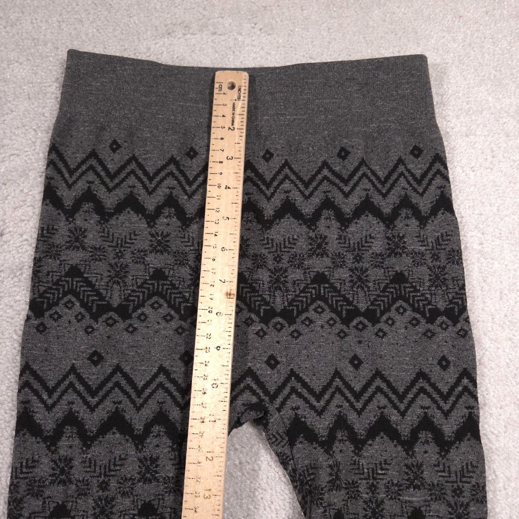 Vintage Muk Luks Leggings Womens M/L Gray Fair Isle Thermal Fleece Winter Warm Size 32" / US 10 / IT 46 - 5 Thumbnail