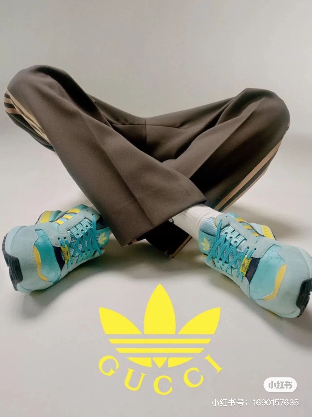 Gucci Gucci x Adidas Women's Blue-Yellow Torsion Vintage Runners Size US 5.5 / IT 35.5 - 3 Thumbnail