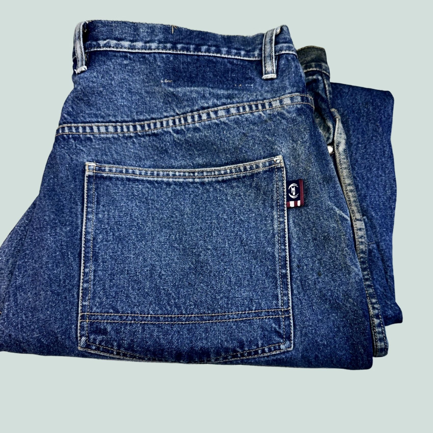 Phat Farm VINTAGE Phat Farm Jeans 38X33 Mens Denim Wide-Leg Baggy 90s Blue Dark Wash Jeans Retro Hip Hop Streetwear Urban Logo Size US 38 / EU 54 - 1 Thumbnail