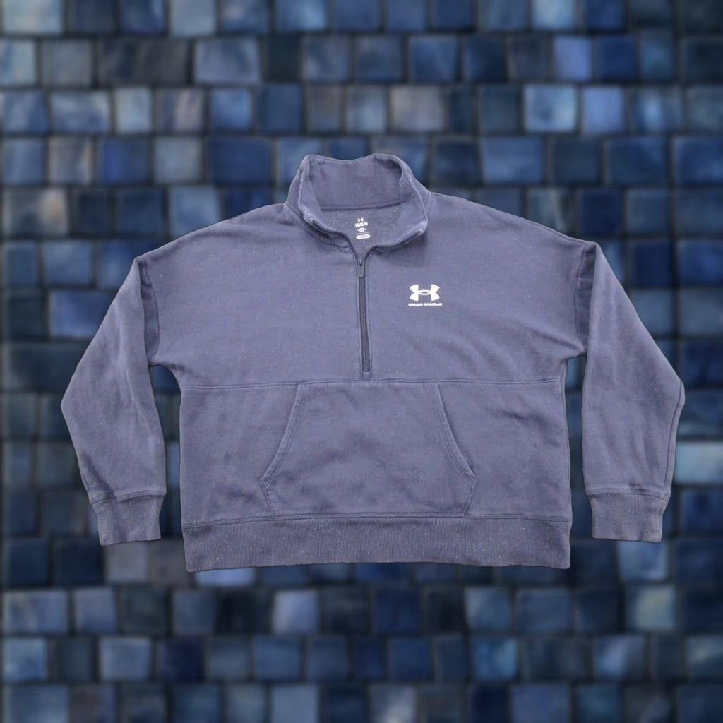 Under Armour Under Armour Womens Sweatshirt Pullover Zip 1/2 Half Zip Fleece Blue L Pullover Activewear Size L / US 10 / IT 46 - 1 Thumbnail