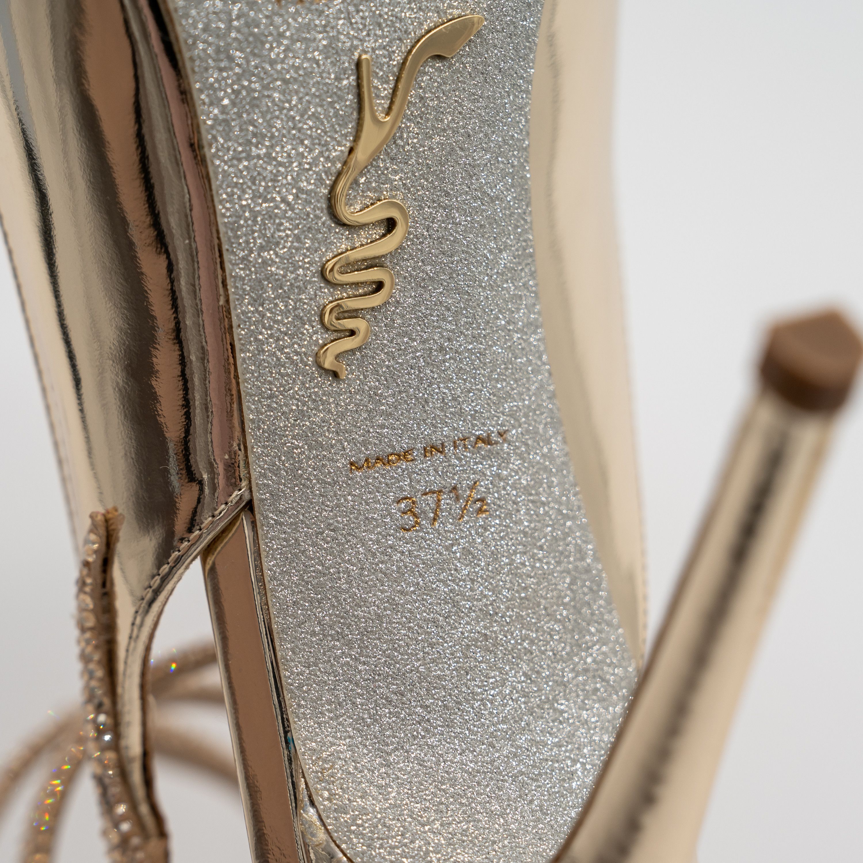 Rene Caovilla 37.5 Rene Caovilla Cleo Gold Sandals Heels 105 Leather Size US 7.5 / IT 37.5 - 8 Thumbnail