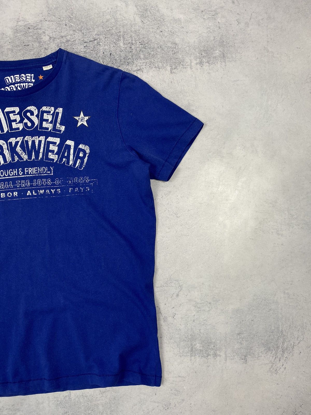 Diesel Vintage 00s Diesel Workwear Graphic Logo Blue T Shirt Size US M / EU 48-50 / 2 - 4 Thumbnail