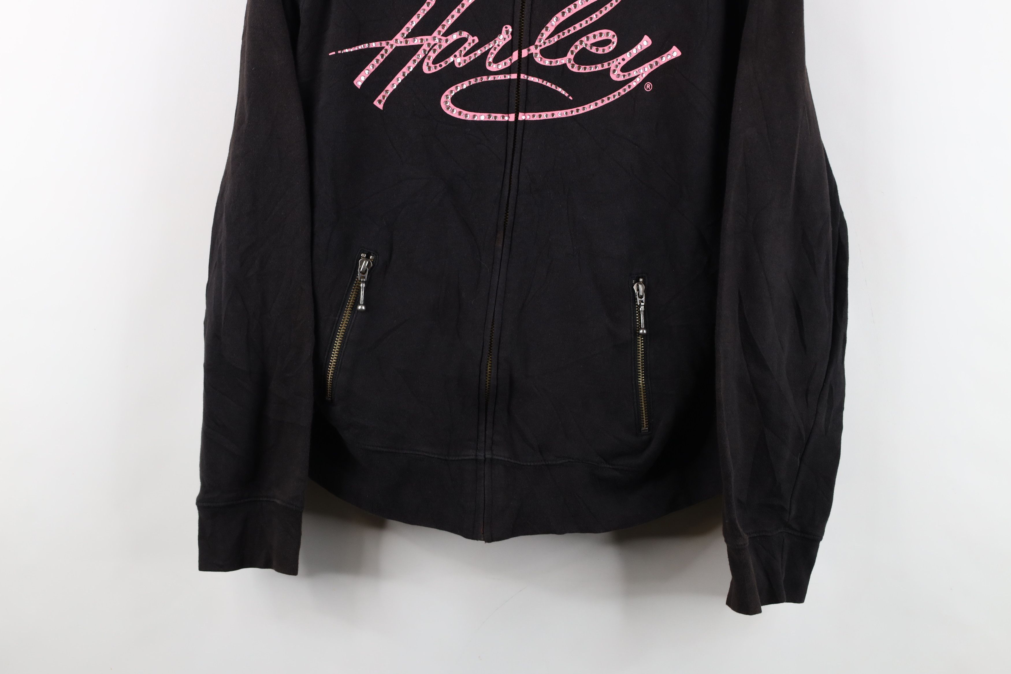 Harley Davidson Vintage Y2K Harley Davidson Sequin Script Full Zip Hoodie Size XL / US 12-14 / IT 48-50 - 3 Thumbnail