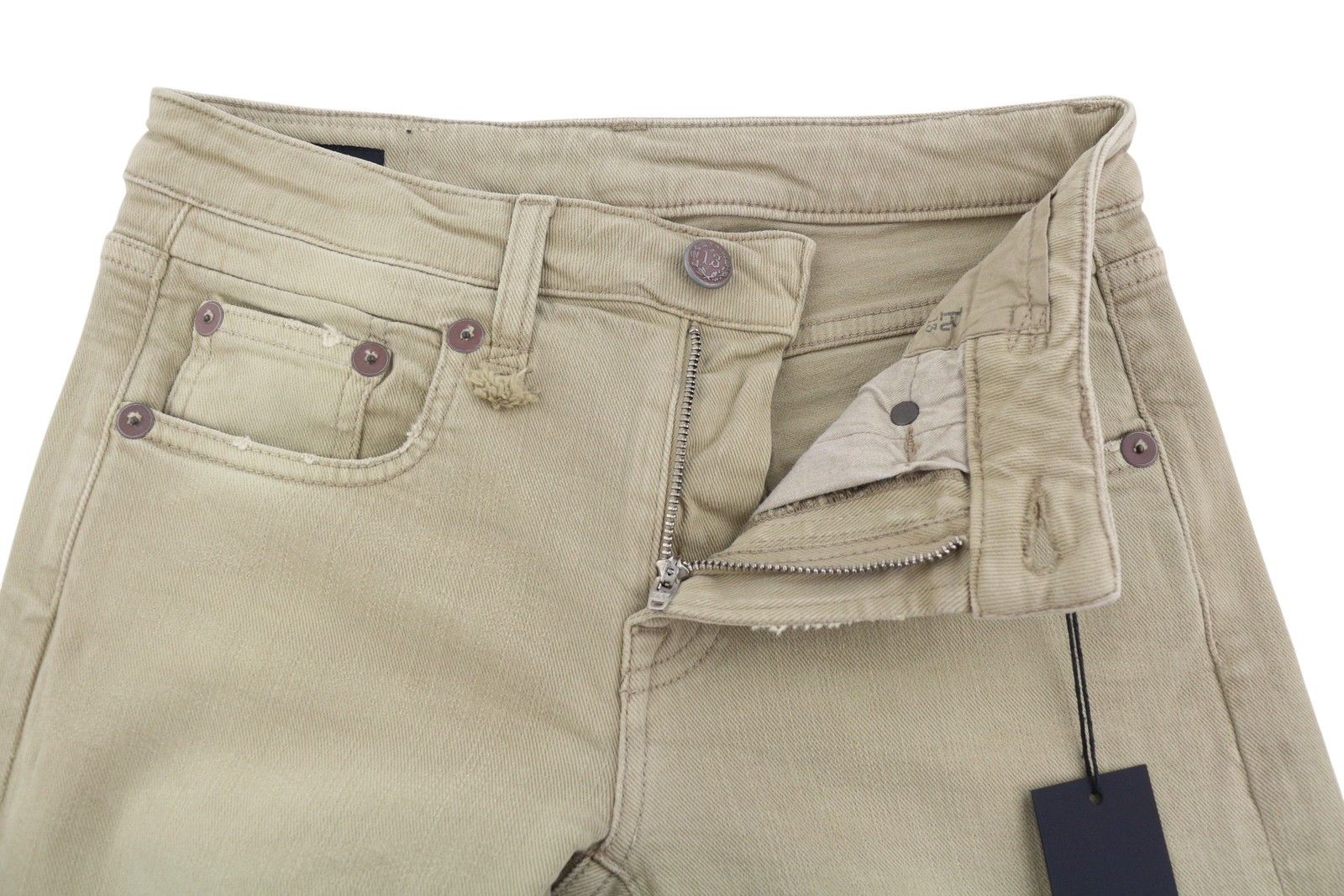 R13 BOY STRAIGHT 24 Khaki Stretch Cropped Ankle Zip 87792 Size 24" / US 00 / IT 34 - 5 Thumbnail