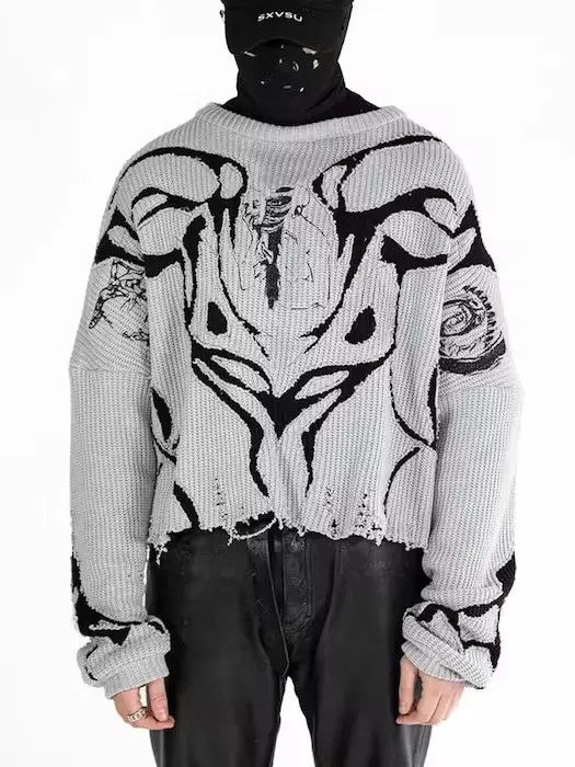 Japanese Brand × Vintage Loose Destroyed Ripped Sweaters Size US L / EU 52-54 / 3 - 3 Thumbnail