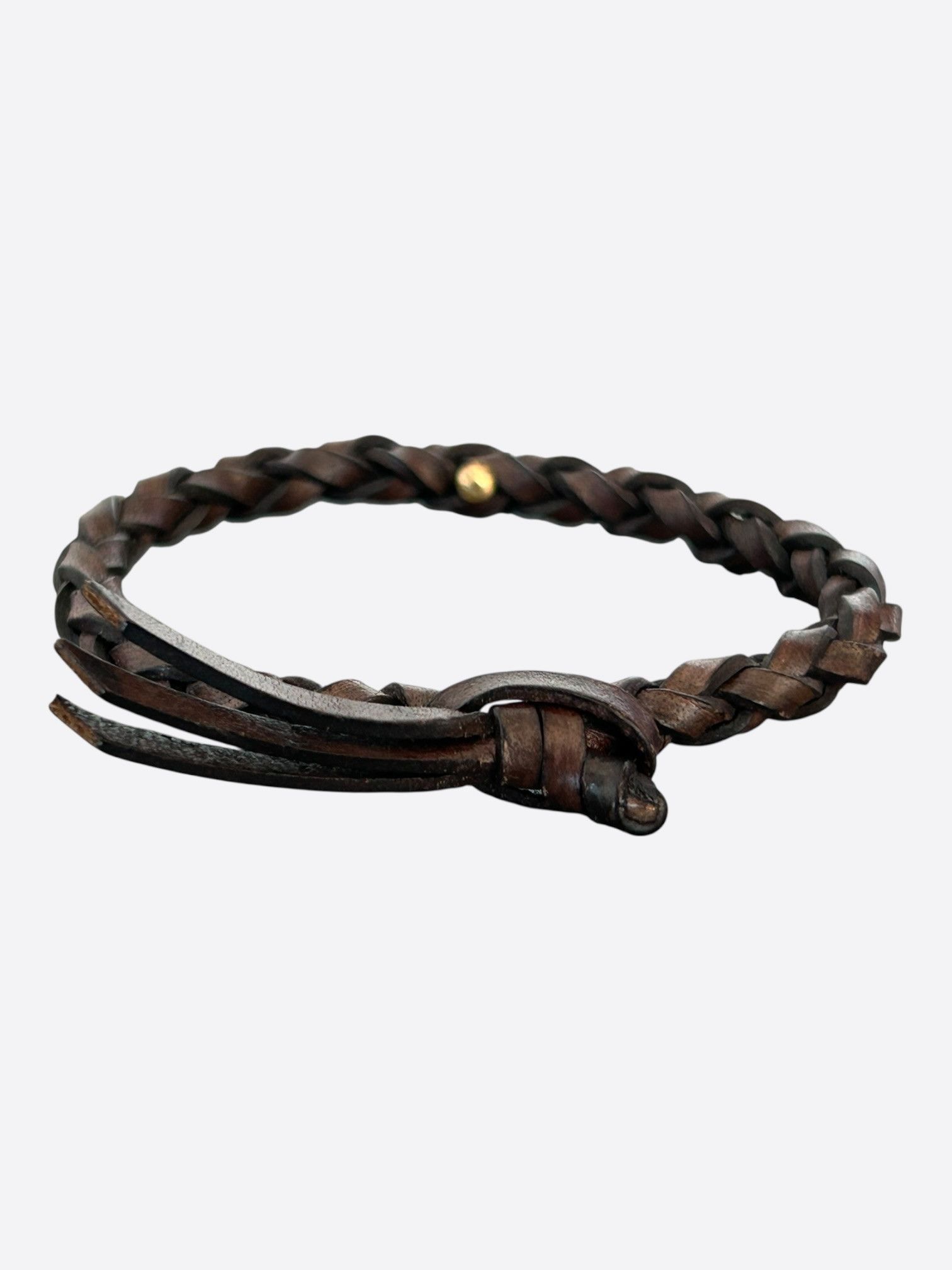 Saint Laurent Paris Saint Laurent Brown & Gold Star Charm Leather Bracelet Size ONE SIZE - 2 Thumbnail