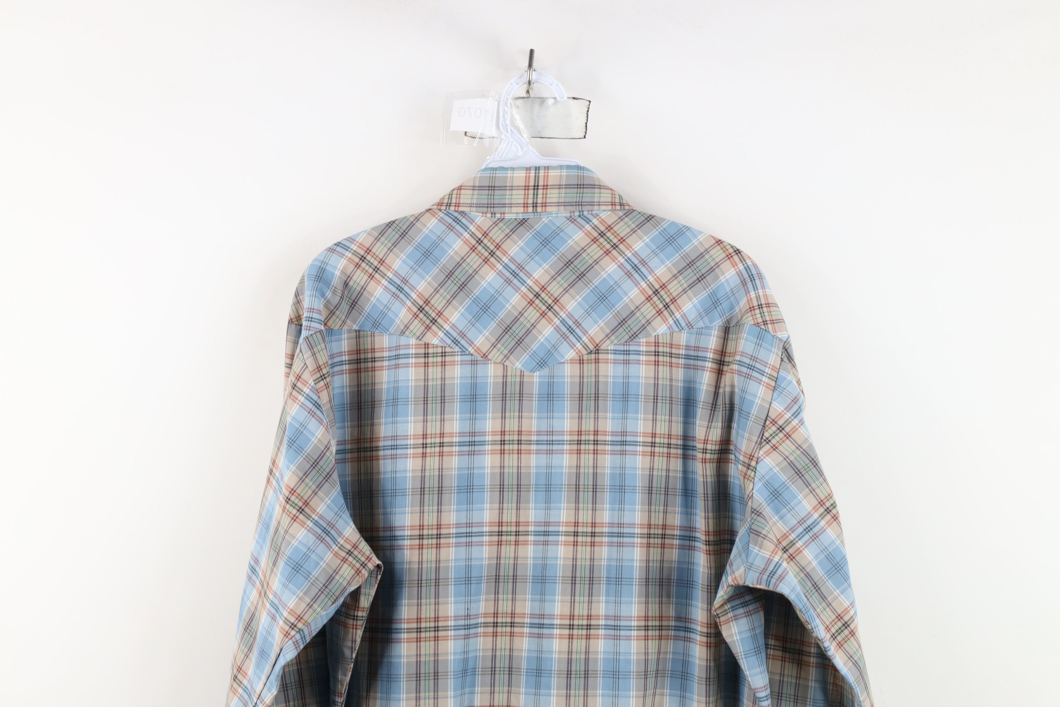 Wrangler Vintage 70s Wrangler Cowboy Snap Button Shirt Rainbow Plaid Size US L / EU 52-54 / 3 - 12 Thumbnail