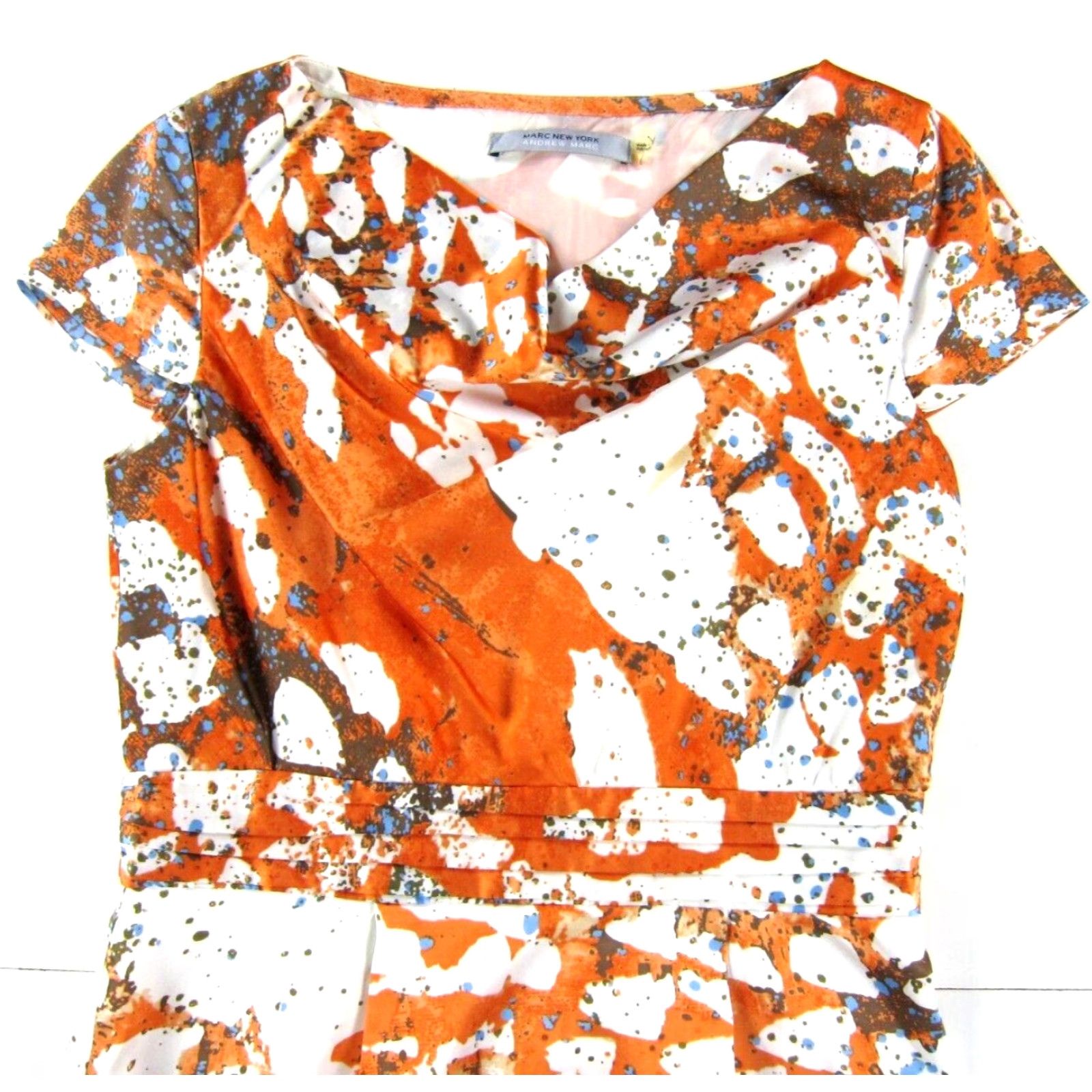 Andrew Marc Andrew Marc New York Orange Blue Brown Abstract Cap Sleeve Sheath Dress 6 Size M / US 6-8 / IT 42-44 - 4 Thumbnail