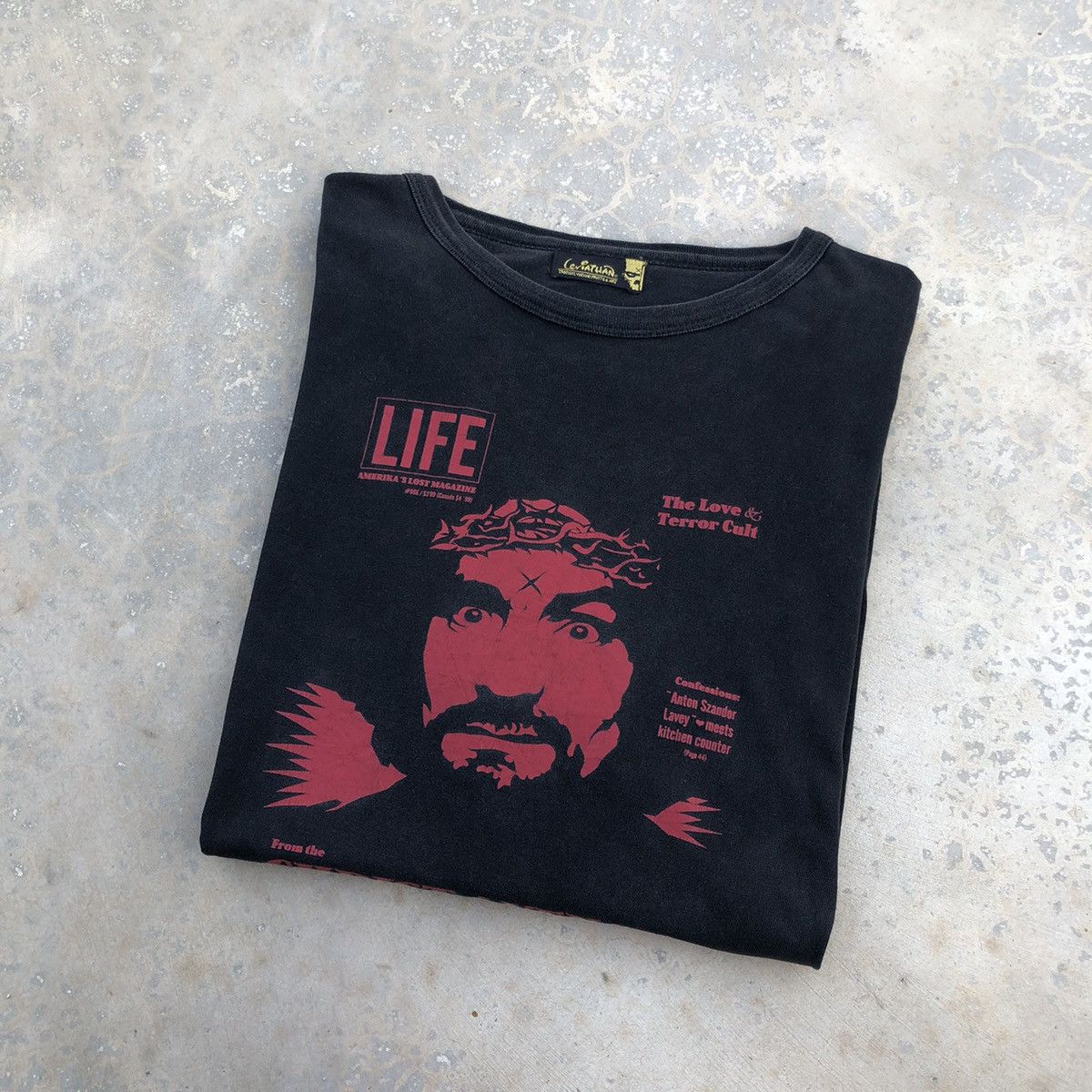 image of Band Tees x Tour Tee Vintage Serial Killers Charles Manson 90's in Black, Men's (Size XL)