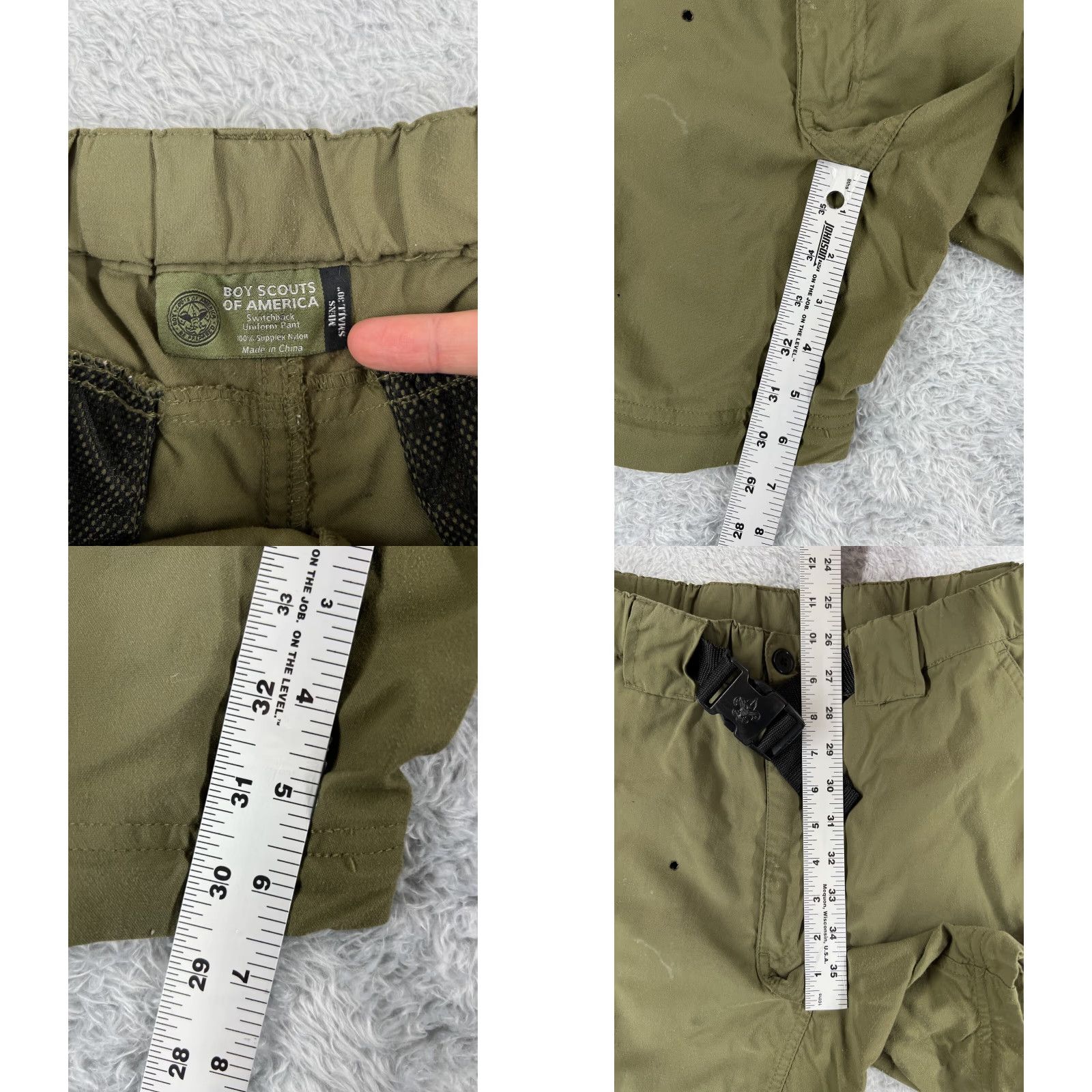 Vintage BOY SCOUTS OF AMERICA Cargo Shorts Men Small Green Nylon 30x6 Military Size US 29 - 8 Thumbnail