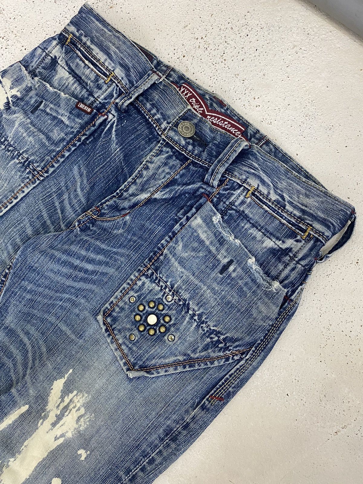 If Six Was Nine Le Jean De Base Francais Clawn Mark Blue Way Abstract Paint Size US 32 / EU 48 - 11 Thumbnail