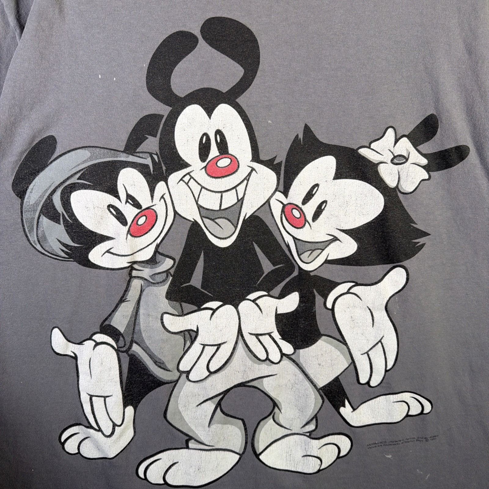 Warner Bros Vintage Animaniacs Shirt Mens XL Gray 90s Cartoon Faded Size US XL / EU 56 / 4 - 2 Thumbnail