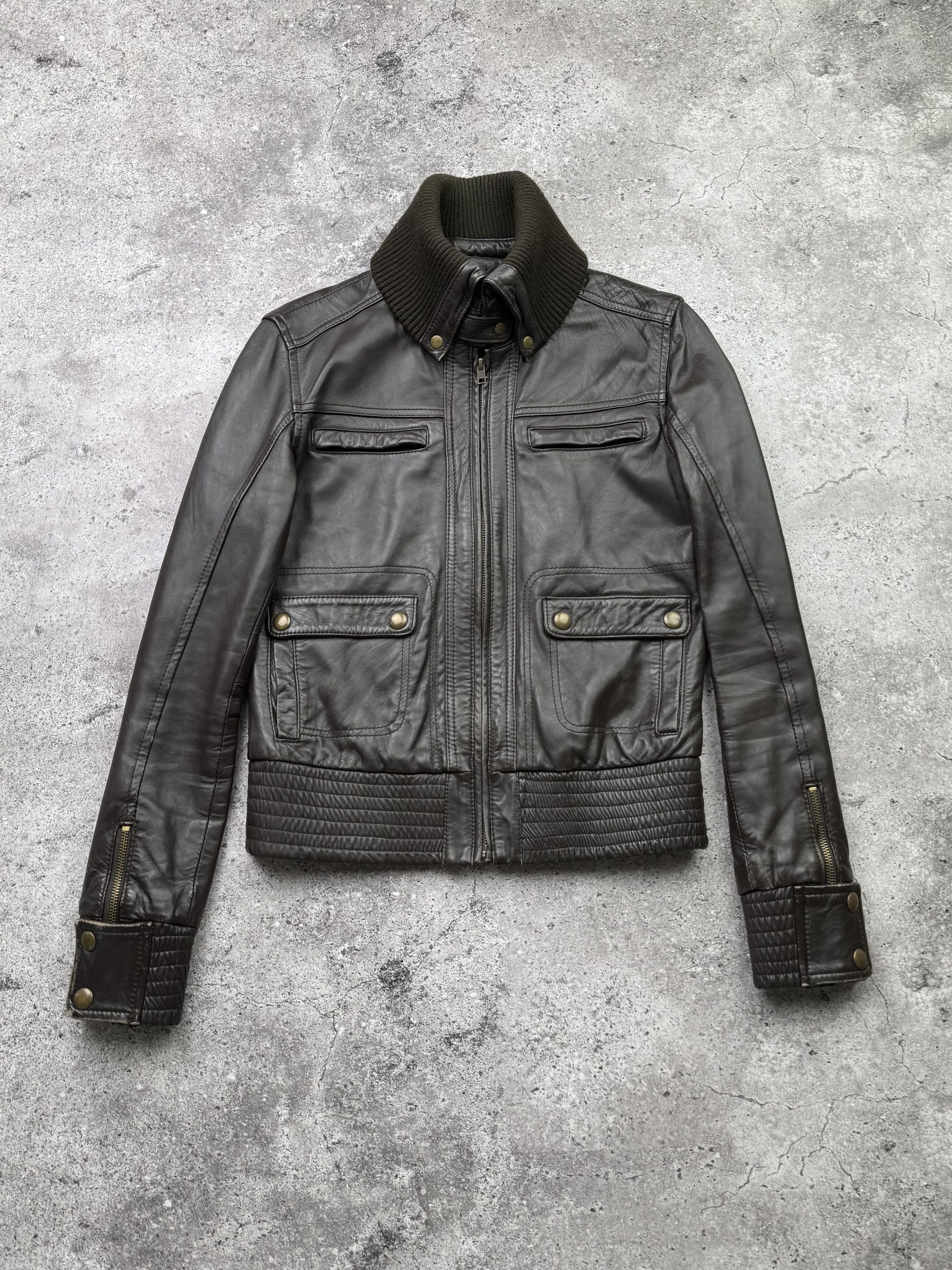 Vintage Cropped Leather Jacket C397(V102)