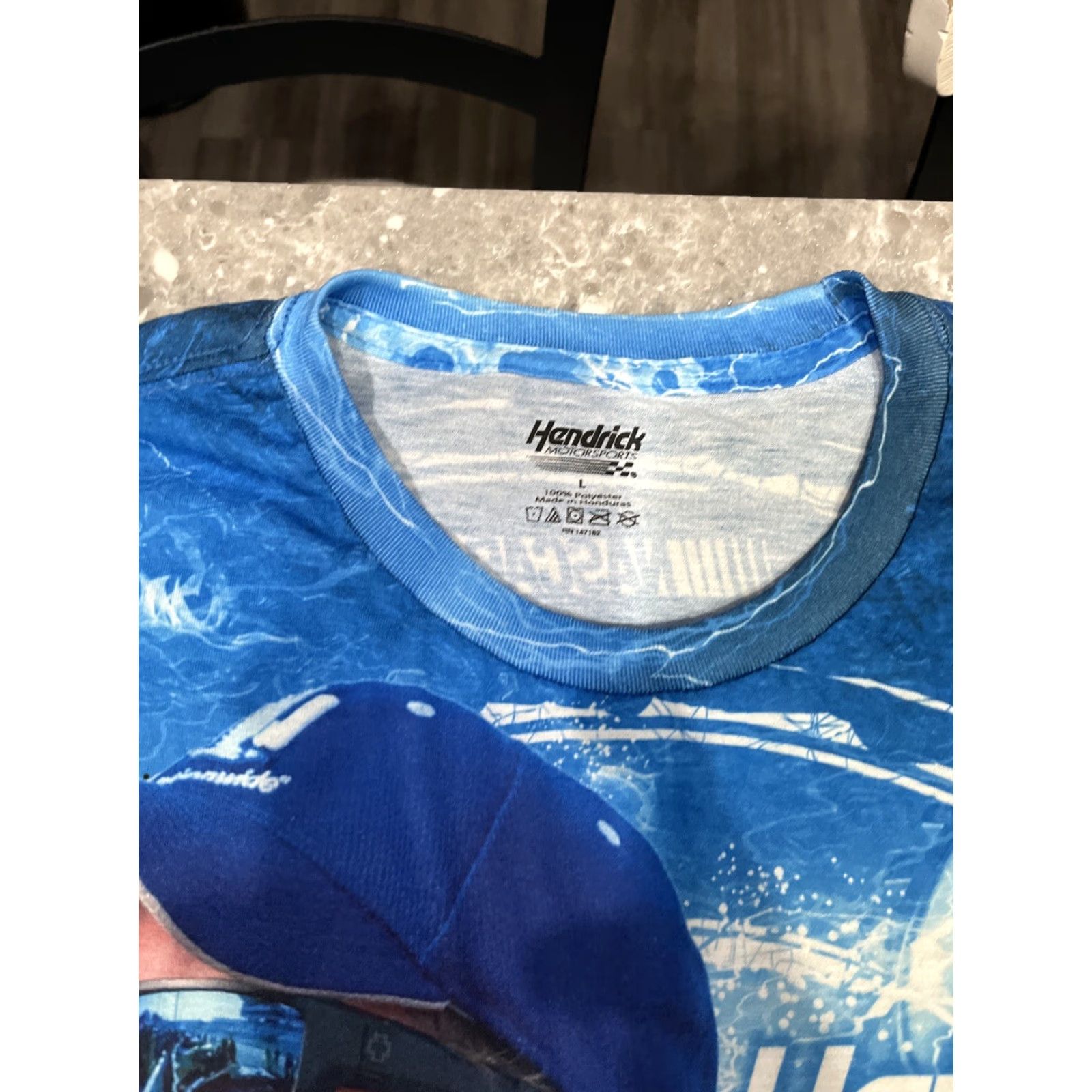 NASCAR Hendrick Motorsports Shirt Men L AOP #88 Dale Earnhardt Jr. NASCAR Nationwide Blue Graphic Print Crew Neck Short Sleeve Size US L / EU 52-54 / 3 - 3 Thumbnail
