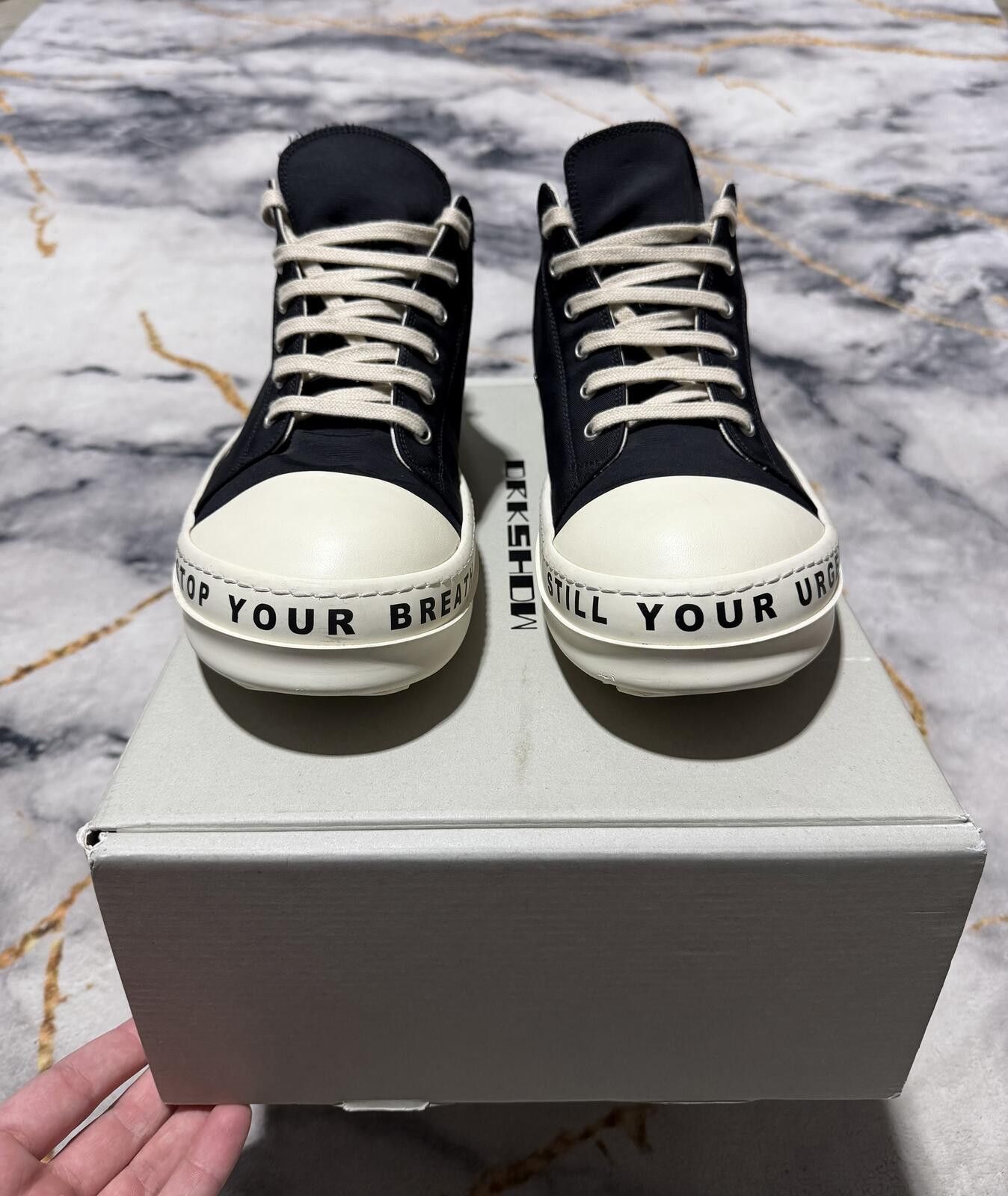 Rick Owens Rick Owen’s EDFU DRKSHDW Ramone Low ‘Stop Your Breath’ Black Size US 11 / EU 44 - 5 Thumbnail