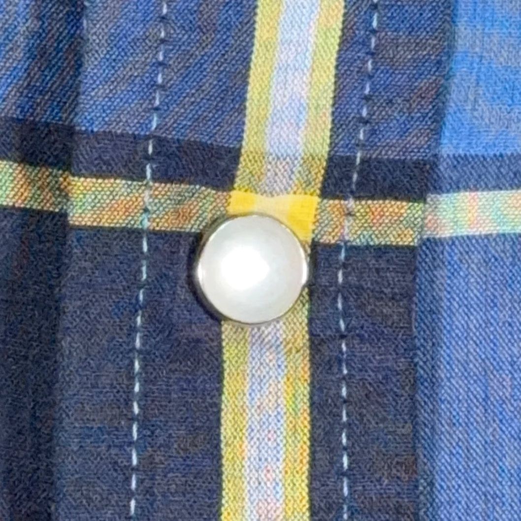 Vintage VINTAGE Ely Cattleman Western Shirt Adult LARGE Blue Plaid Pearl Snap 90s Shirt Mens Size US L / EU 52-54 / 3 - 6 Thumbnail