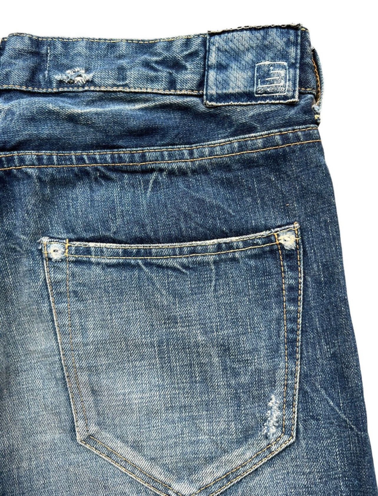 Vintage Blue Japan Distressed Denim Flare Jeans 33x31