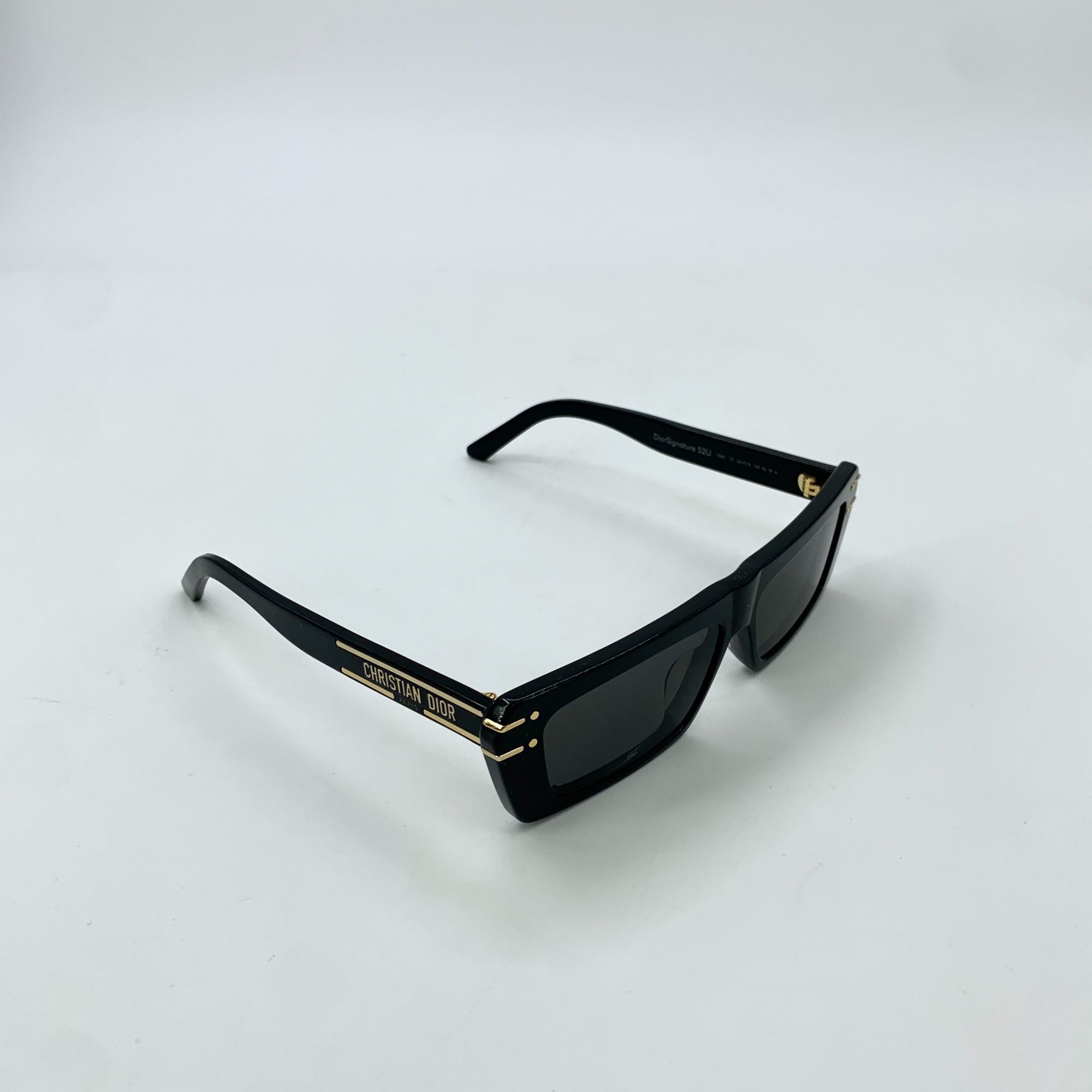Dior Christian Dior Black & Gold Rectangular Sunglasses With Case Size ONE SIZE - 2 Thumbnail