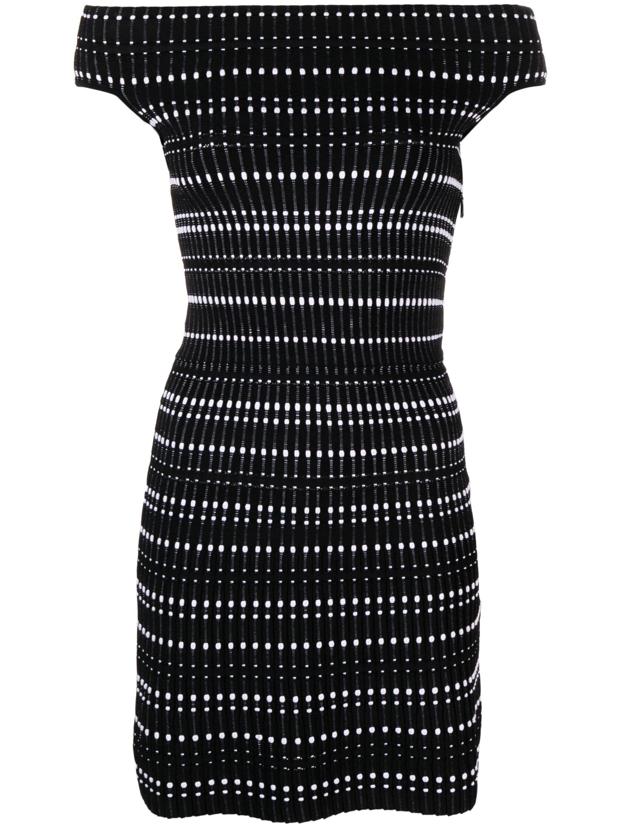 Alexander McQueen o1s22i1n1024 Two-Tone Knit Mini Dress in Black Size M / US 6-8 / IT 42-44 - 1 Thumbnail