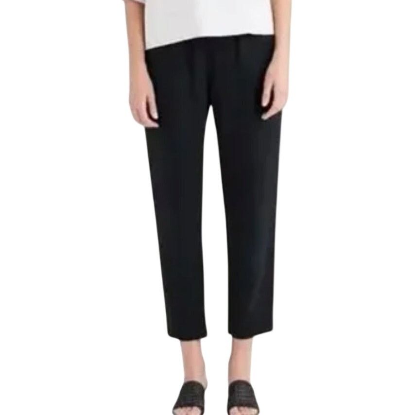 Vetta Black Pleated Tencel Tapered Leg Office Pants Size 10, Women's (Size 32)