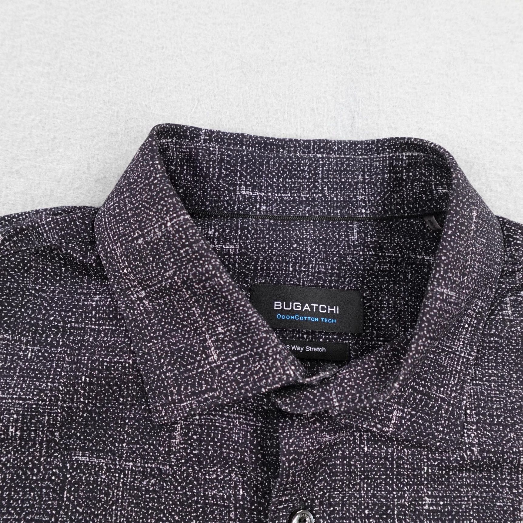 BUGATCHI Bugatchi Shirt Mens Large Black White OoohCotton Tech 8 Way Stretch Button Up Size US L / EU 52-54 / 3 - 2 Thumbnail