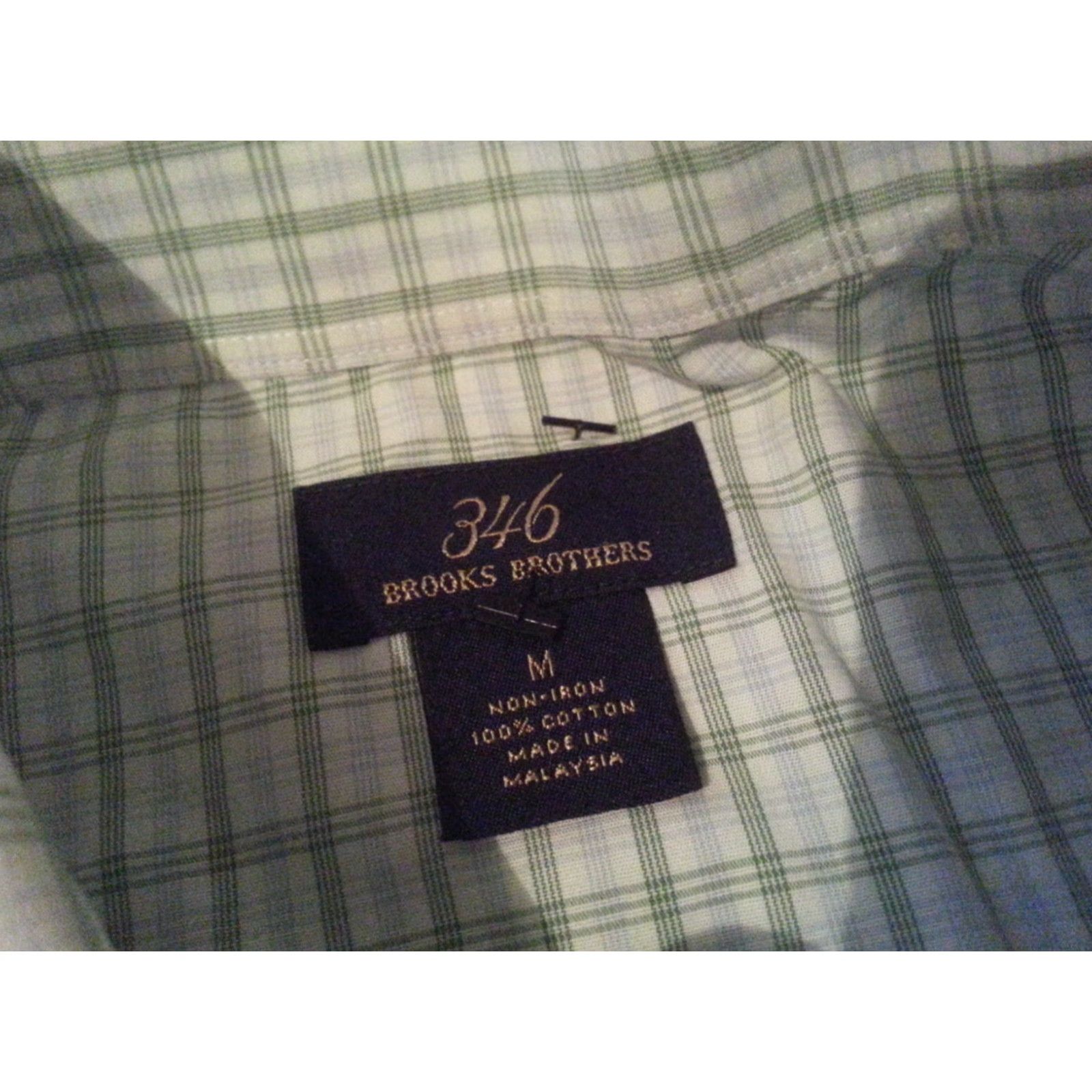 Brooks Brothers Mens Brooks Brothers Plaid Dress Shirt M Medium Green Button Cotton Size 40R - 4 Thumbnail