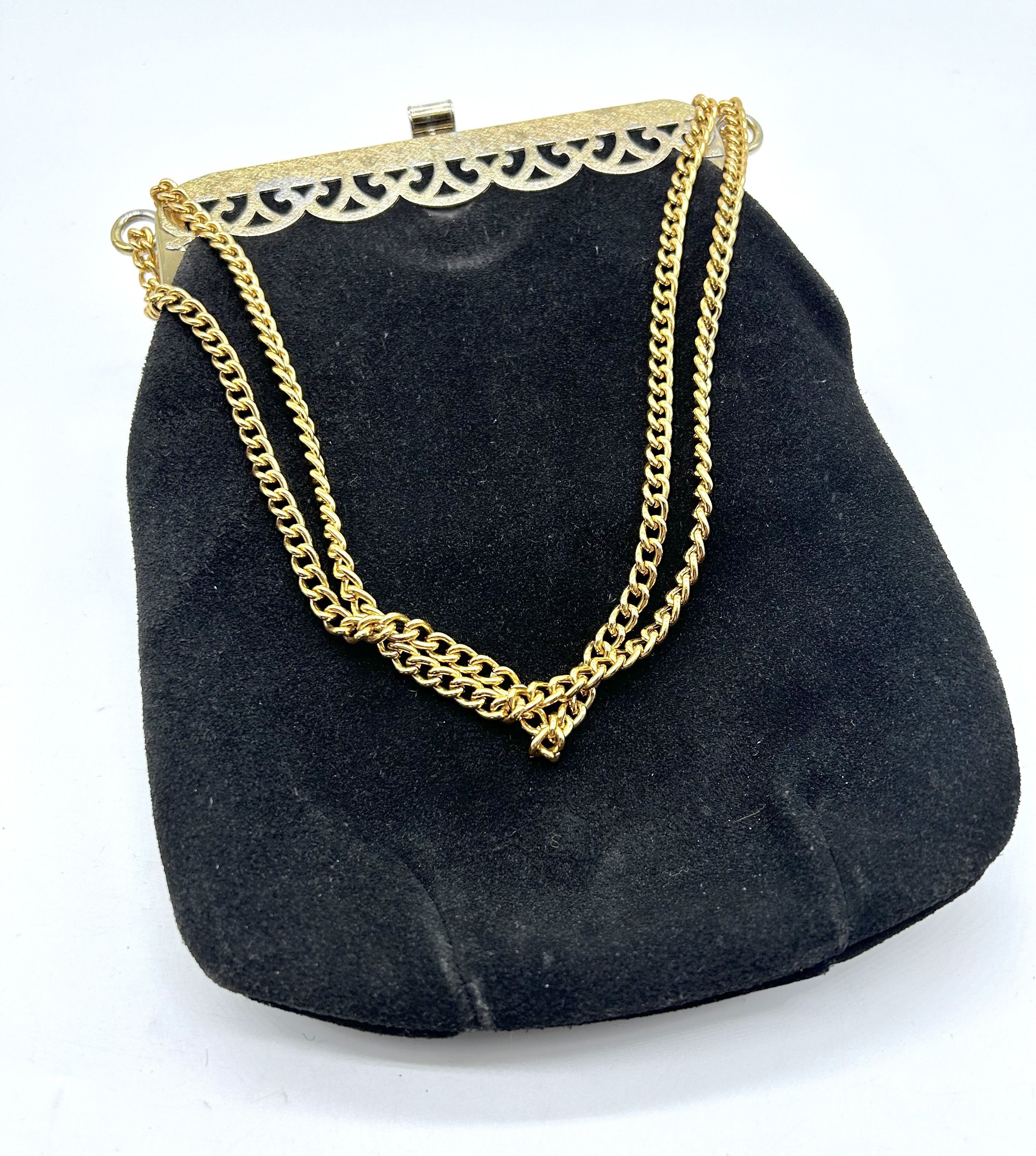 Vintage 1950’s Black Suede Handbag Size ONE SIZE - 4 Thumbnail