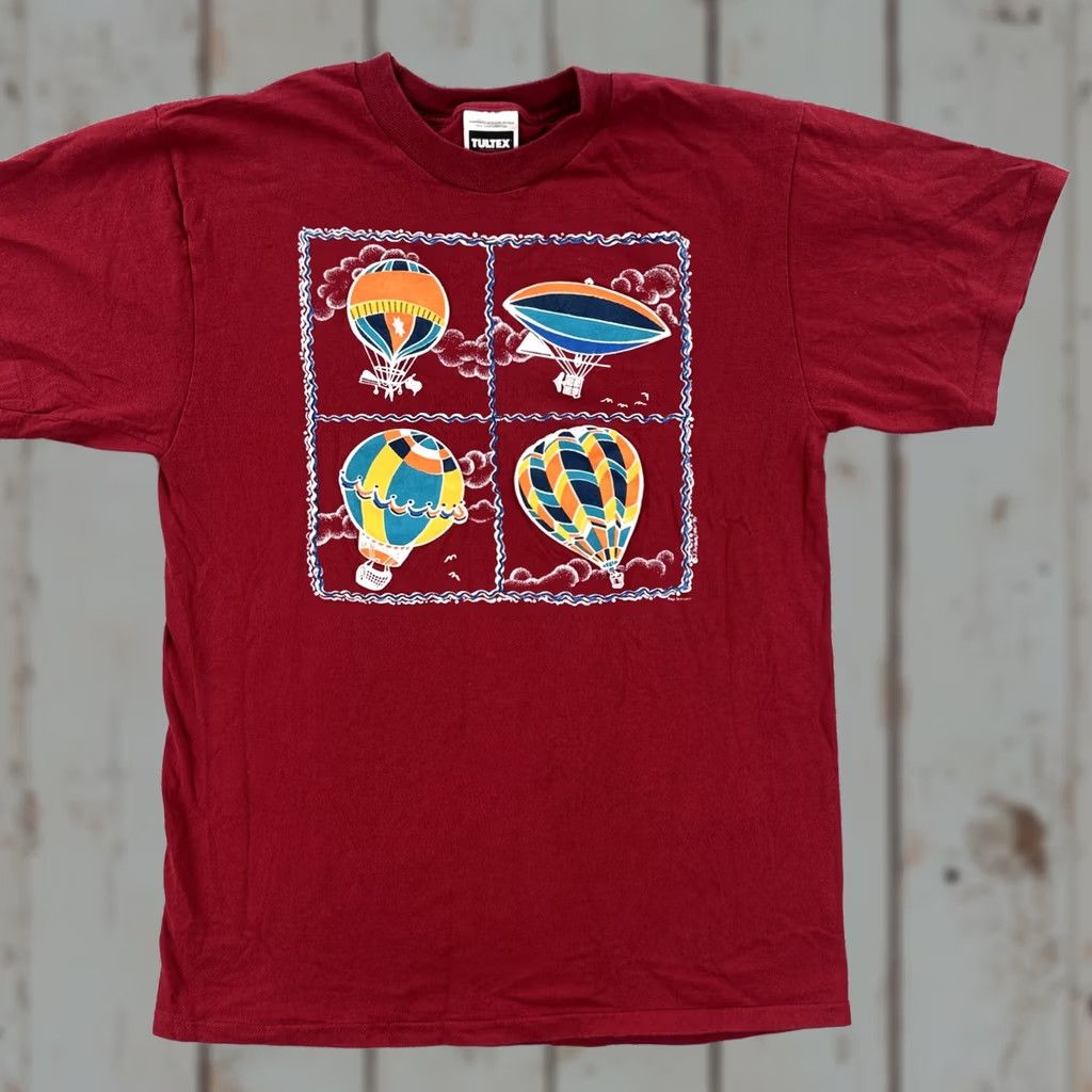 Tultex VINTAGE Tultex Shirt Mens L Red Single Stitch Tee 90s Hot Air Balloon Graphic Print Crew Neck Short Sleeve Mens Size US L / EU 52-54 / 3 - 1 Thumbnail