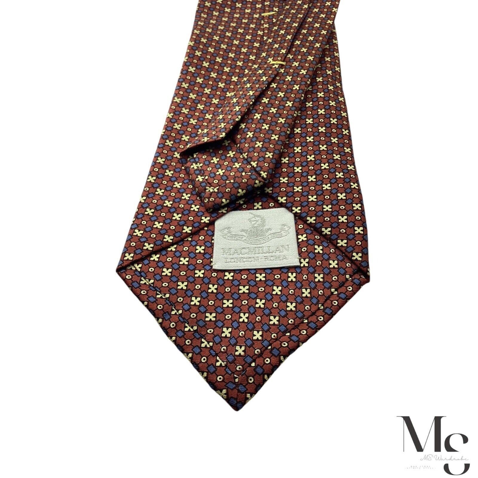 Other MACMILLAN 7 Folds XL Burgundy Geometric Silk Tie W: 4" EX CO Size ONE SIZE - 4 Thumbnail