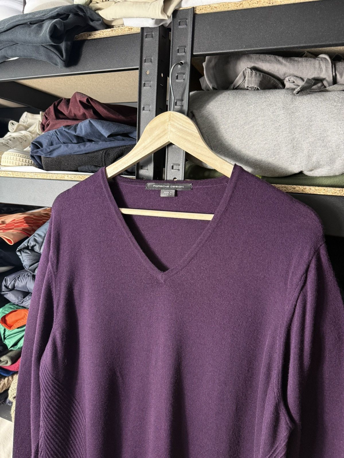 Porsche Design Porsche Design Wool Sweater V Neck Purple Mens Italy luxury Size US L / EU 52-54 / 3 - 2 Thumbnail