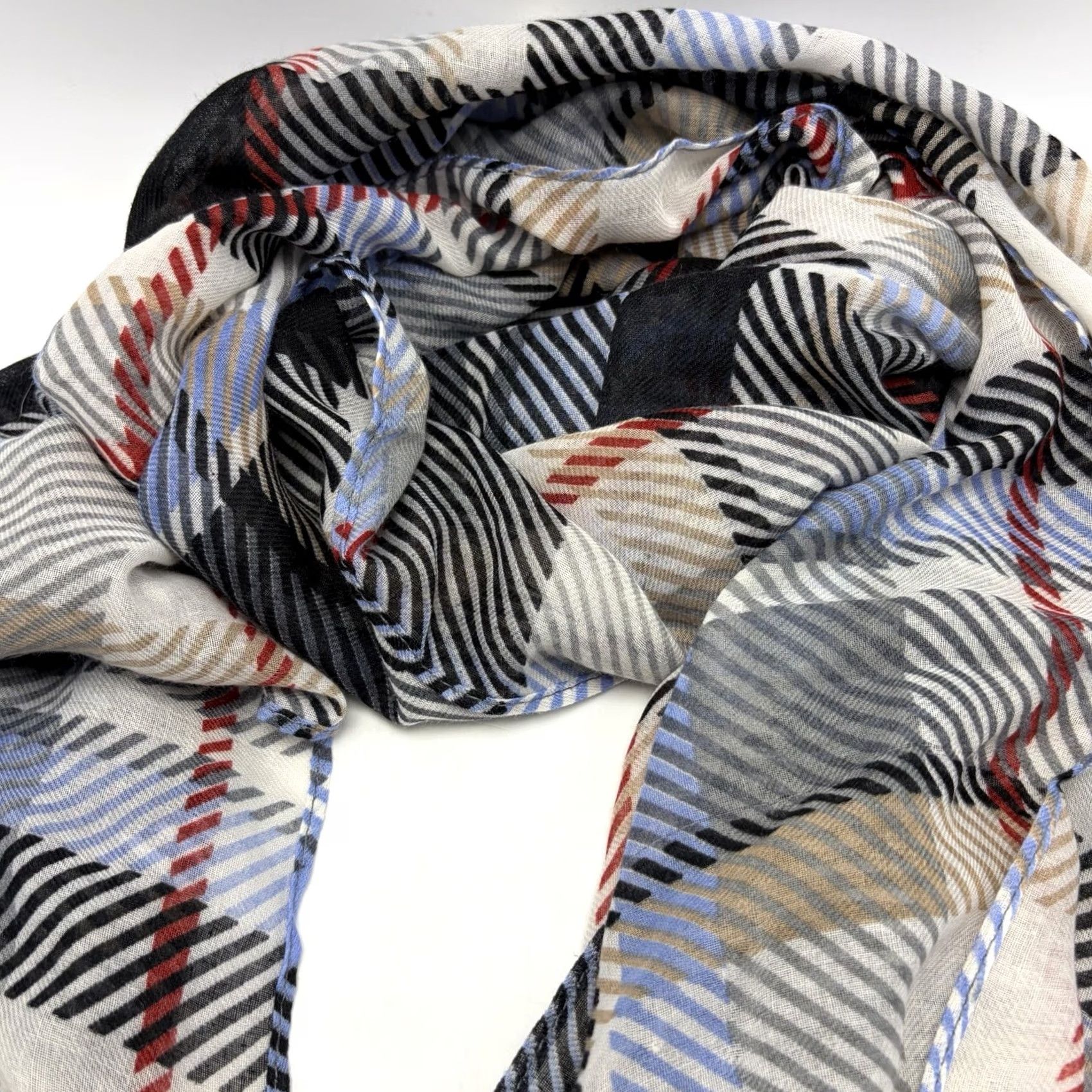 Vera Bradley Vera Bradley Scarf Rectangle Scarf Plaid Black White Fringe Lightweight Women, 72" x 30" Size ONE SIZE - 6 Thumbnail